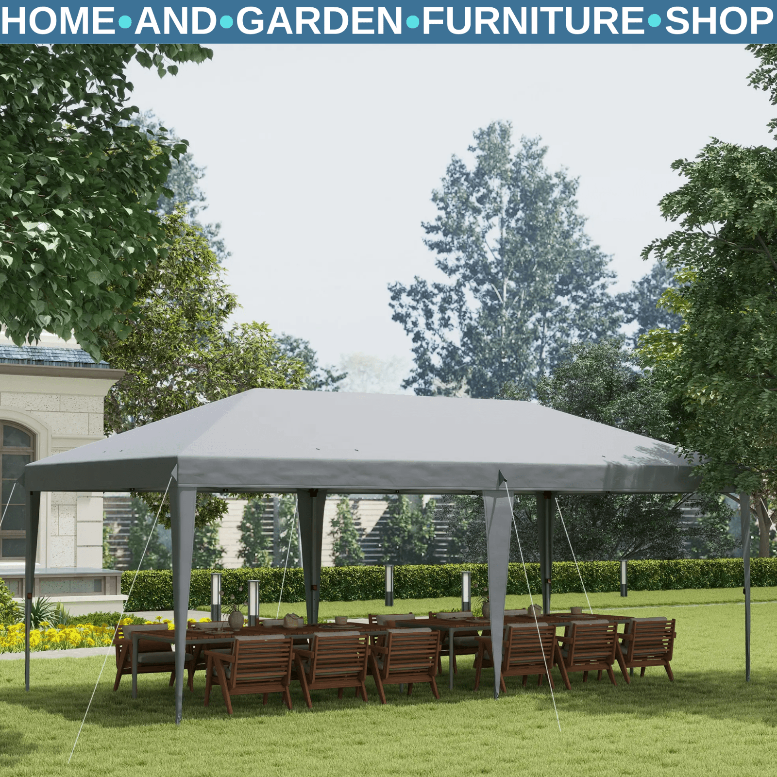 3 x 6 m Pop Up Gazebo Heavy Duty Patio Wedding Party Event Field Sun Canopy Grey - Home and Garden Furniture Shop - rustic - furniture