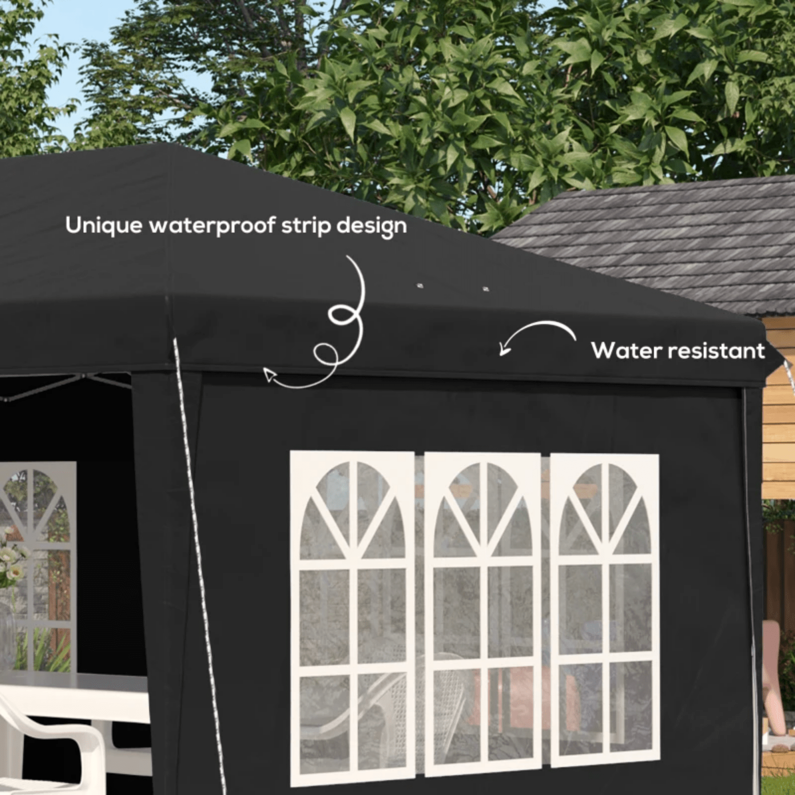 3 x 6m Heavy Duty Pop Up Gazebo Large Black Marquee Outdoor Party Tent Shelter - Home and Garden Furniture Shop - rustic - furniture
