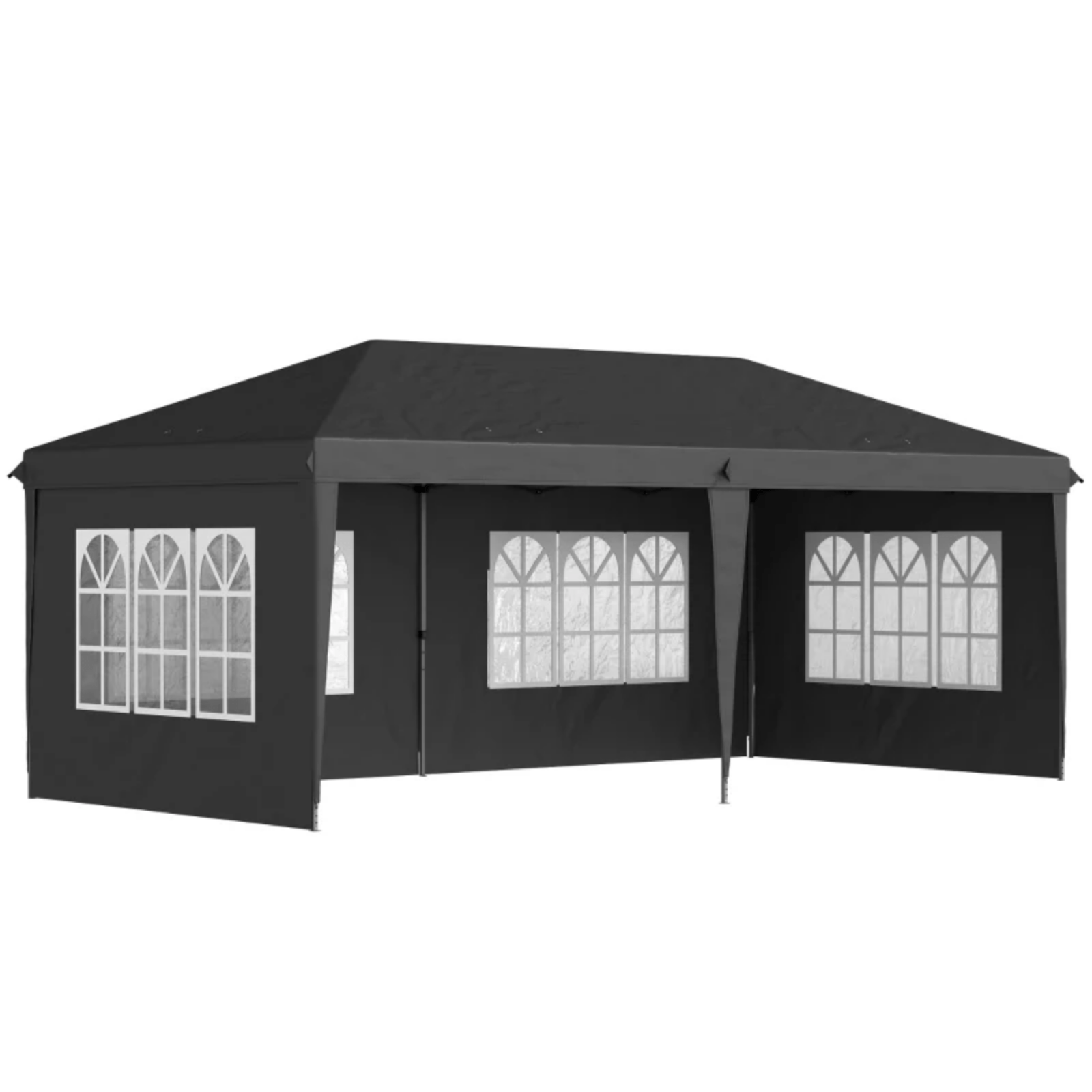3 x 6m Heavy Duty Pop Up Gazebo Large Black Marquee Outdoor Party Tent Shelter - Home and Garden Furniture Shop - rustic - furniture