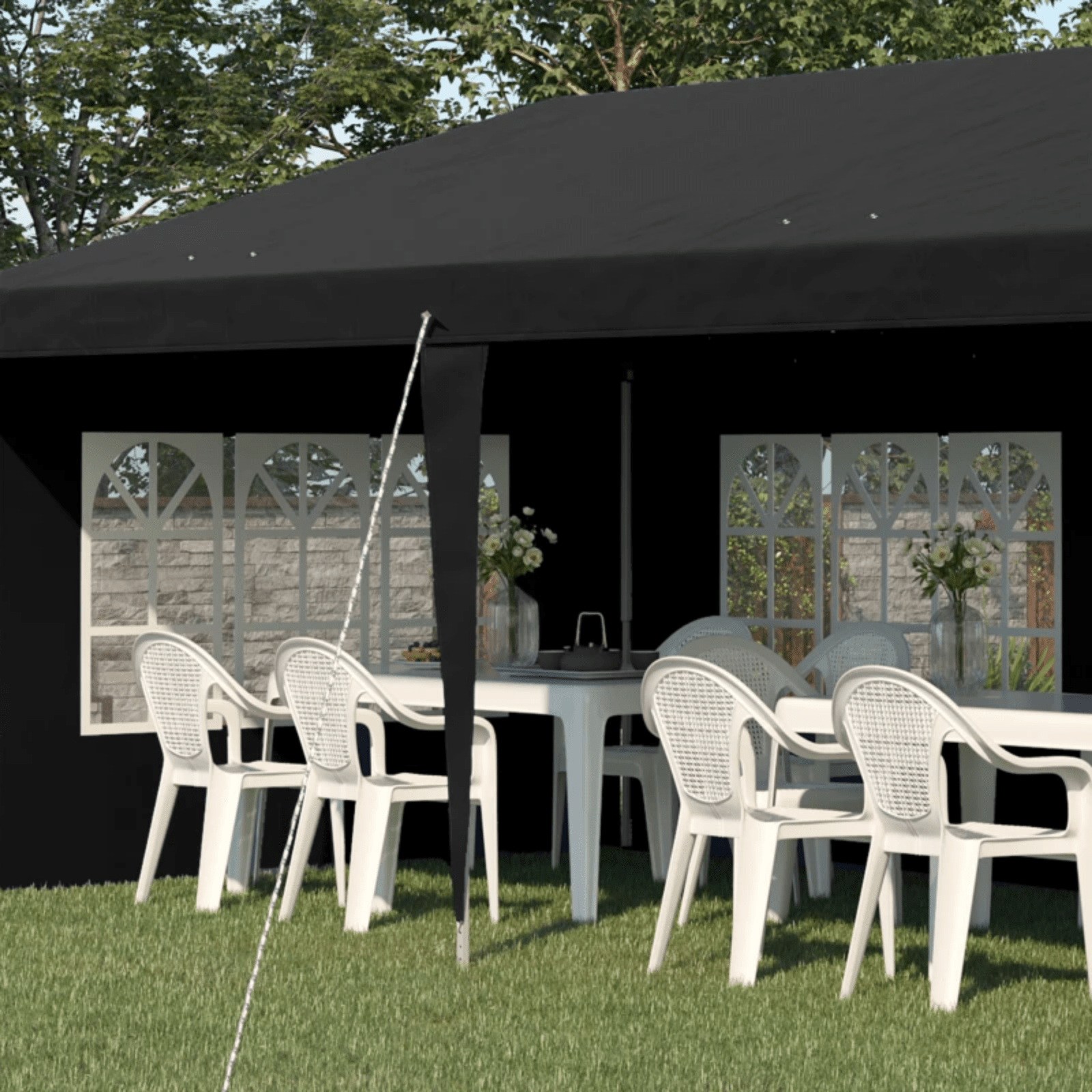 3 x 6m Heavy Duty Pop Up Gazebo Large Black Marquee Outdoor Party Tent Shelter - Home and Garden Furniture Shop - rustic - furniture