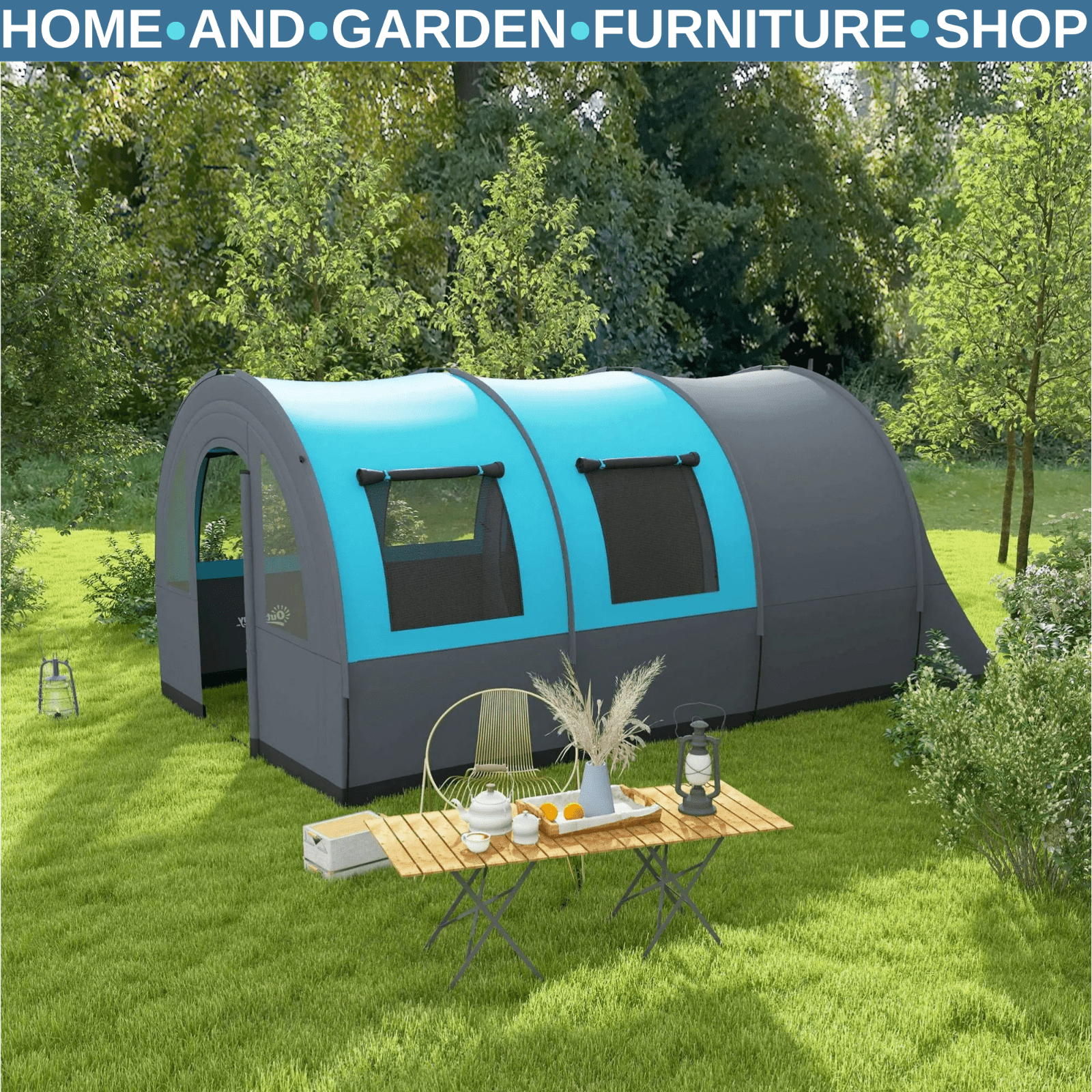 3000mm Waterproof Camping Tent 5 6 Man Family w/ Living Area Bedroom & Carry Bag - Home and Garden Furniture Shop - rustic - furniture