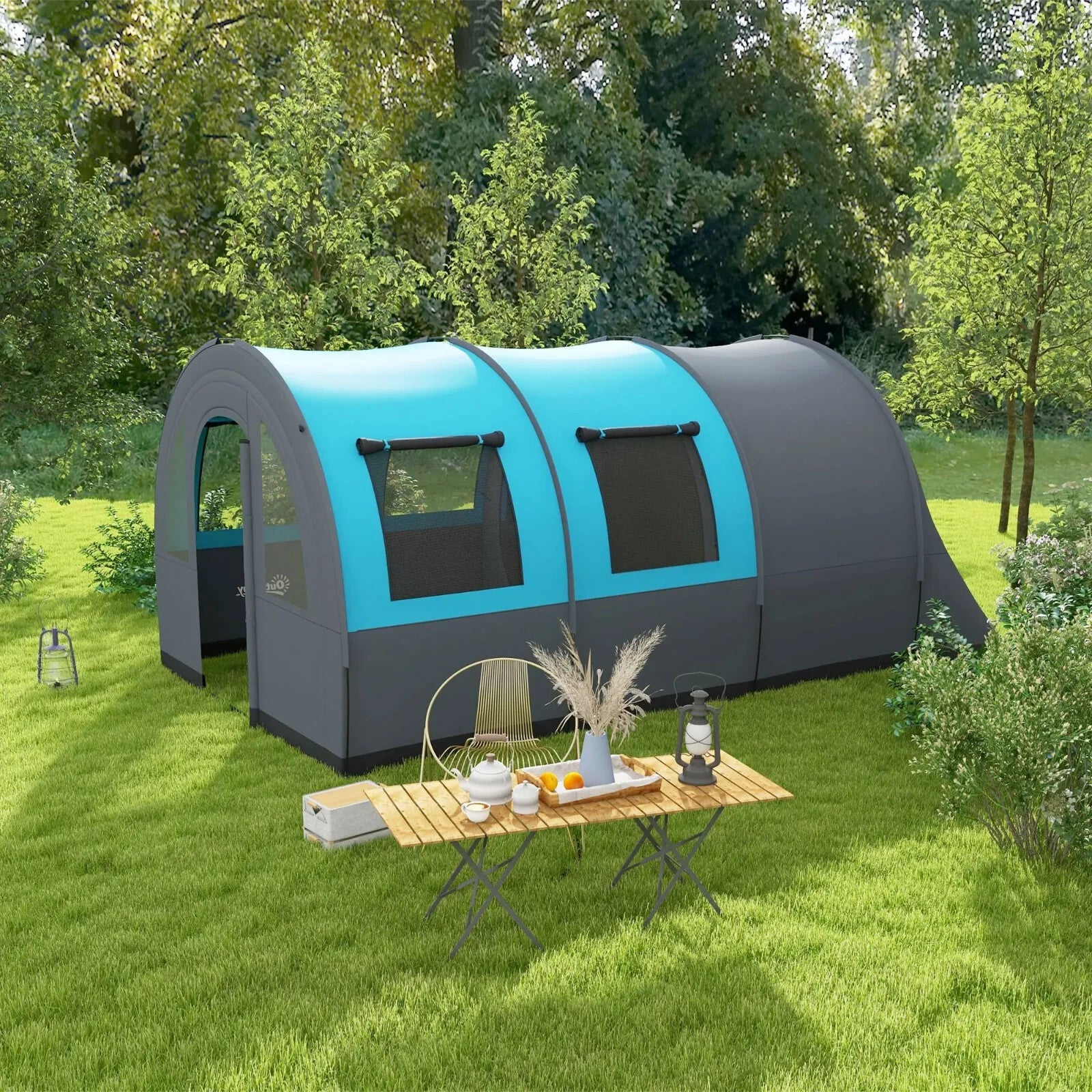 3000mm Waterproof Camping Tent 5 6 Man Family w/ Living Area Bedroom & Carry Bag - Home and Garden Furniture Shop - rustic - furniture