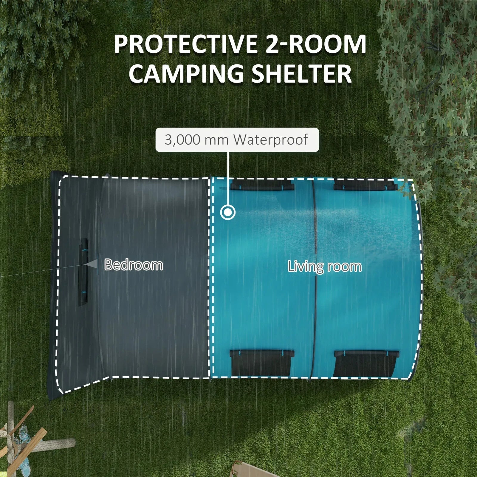 3000mm Waterproof Camping Tent 5 6 Man Family w/ Living Area Bedroom & Carry Bag - Home and Garden Furniture Shop - rustic - furniture