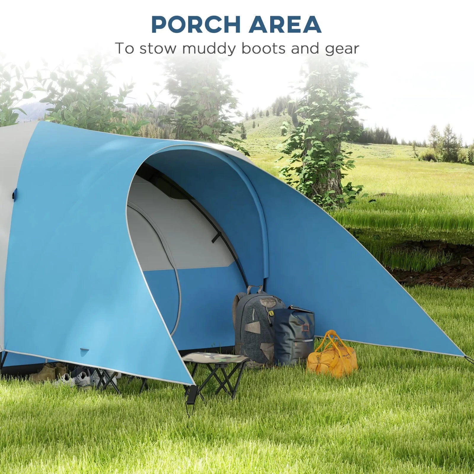 3000mm Waterproof Camping Tent 5 to 6 Man with Porch Groundsheet and Carry Bag - Home and Garden Furniture Shop - rustic - furniture