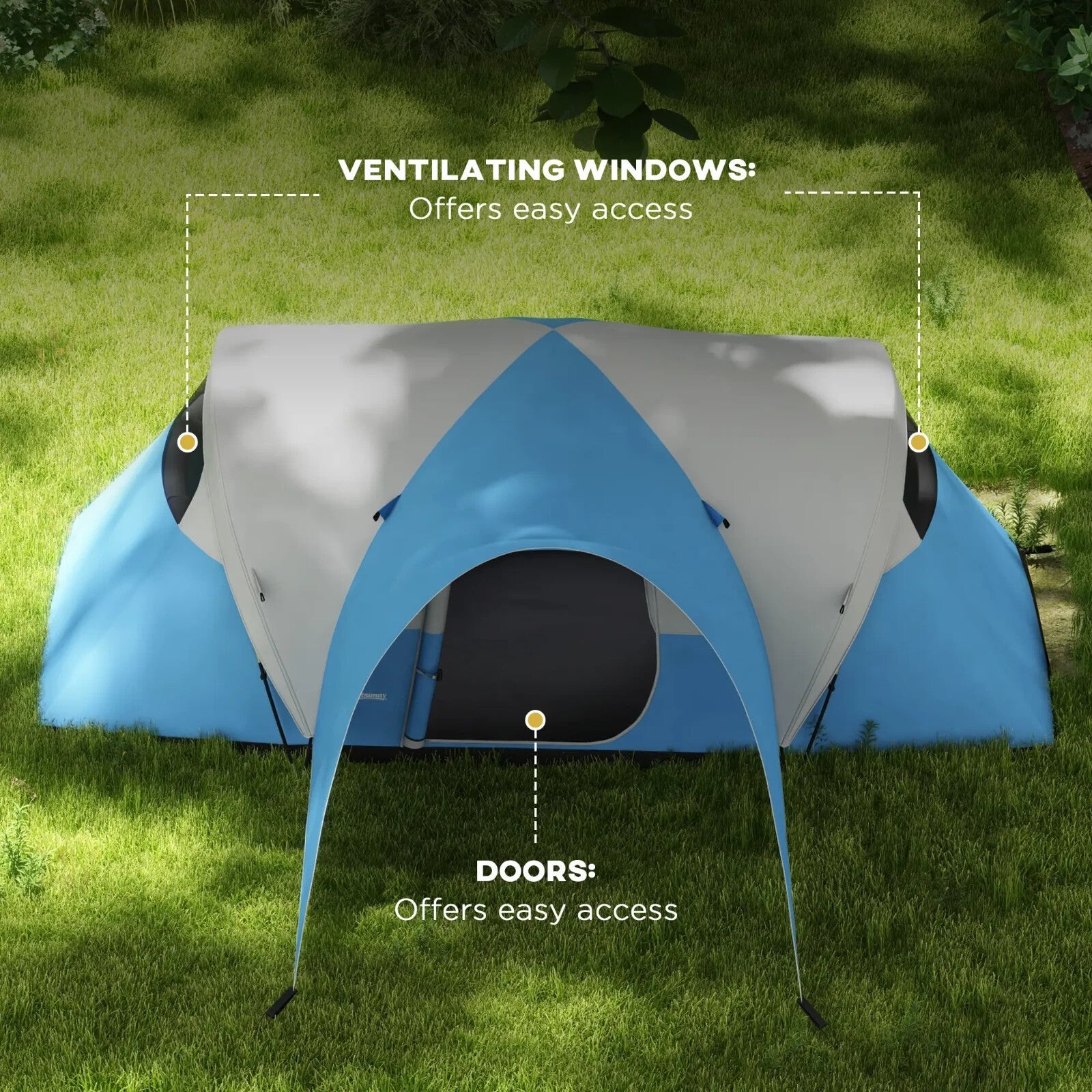 3000mm Waterproof Camping Tent 5 to 6 Man with Porch Groundsheet and Carry Bag - Home and Garden Furniture Shop - rustic - furniture