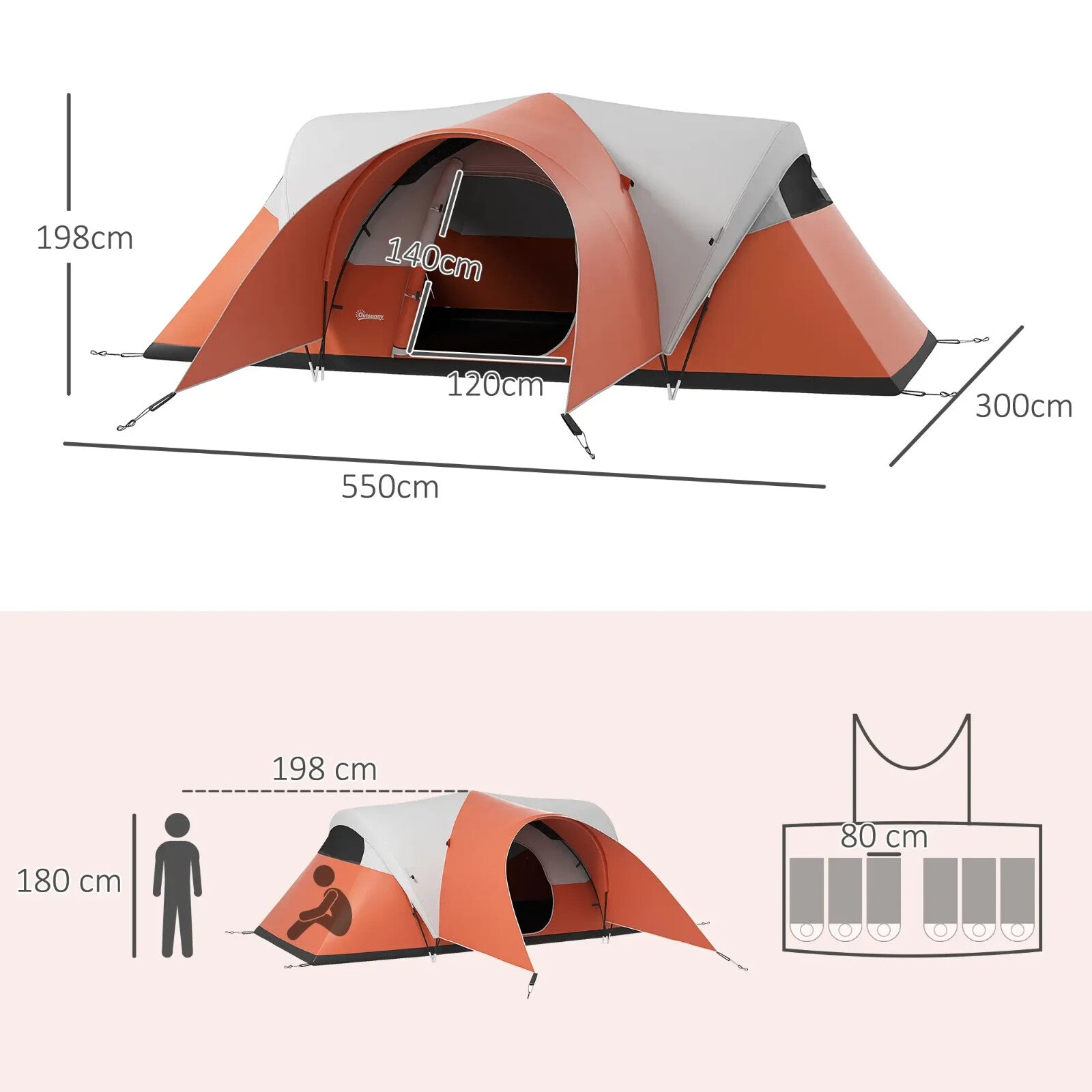 3000mm Waterproof Camping Tent for 5 to 6 Man with Porch Groundsheet and Bag - Home and Garden Furniture Shop - rustic - furniture