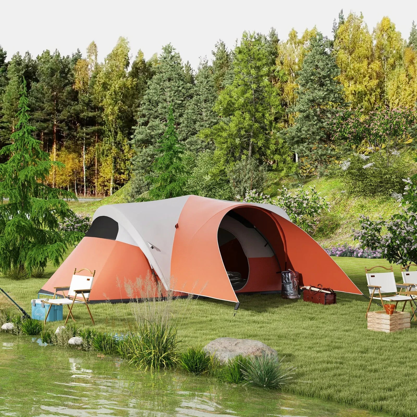 3000mm Waterproof Camping Tent for 5 to 6 Man with Porch Groundsheet and Bag - Home and Garden Furniture Shop - rustic - furniture