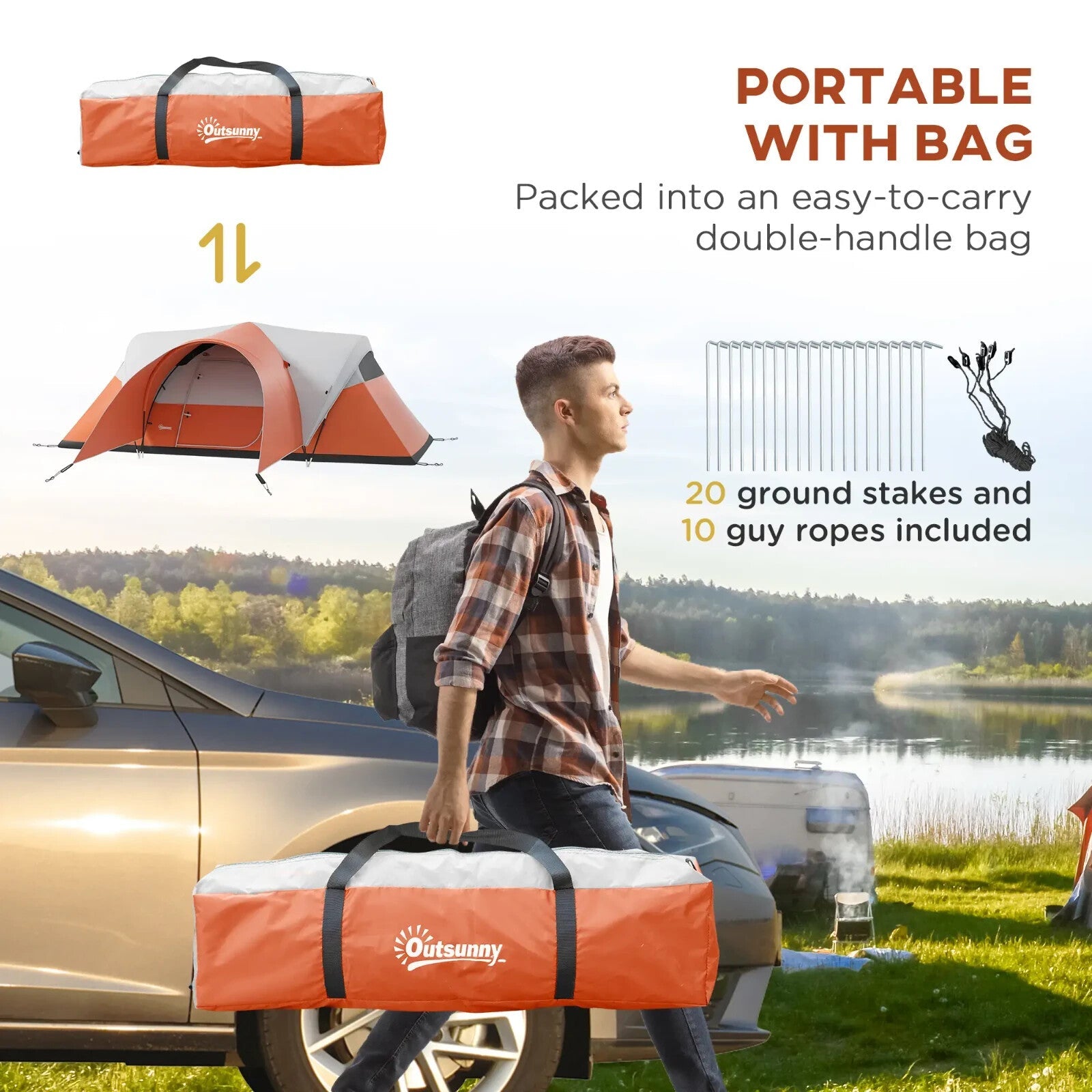 3000mm Waterproof Camping Tent for 5 to 6 Man with Porch Groundsheet and Bag - Home and Garden Furniture Shop - rustic - furniture