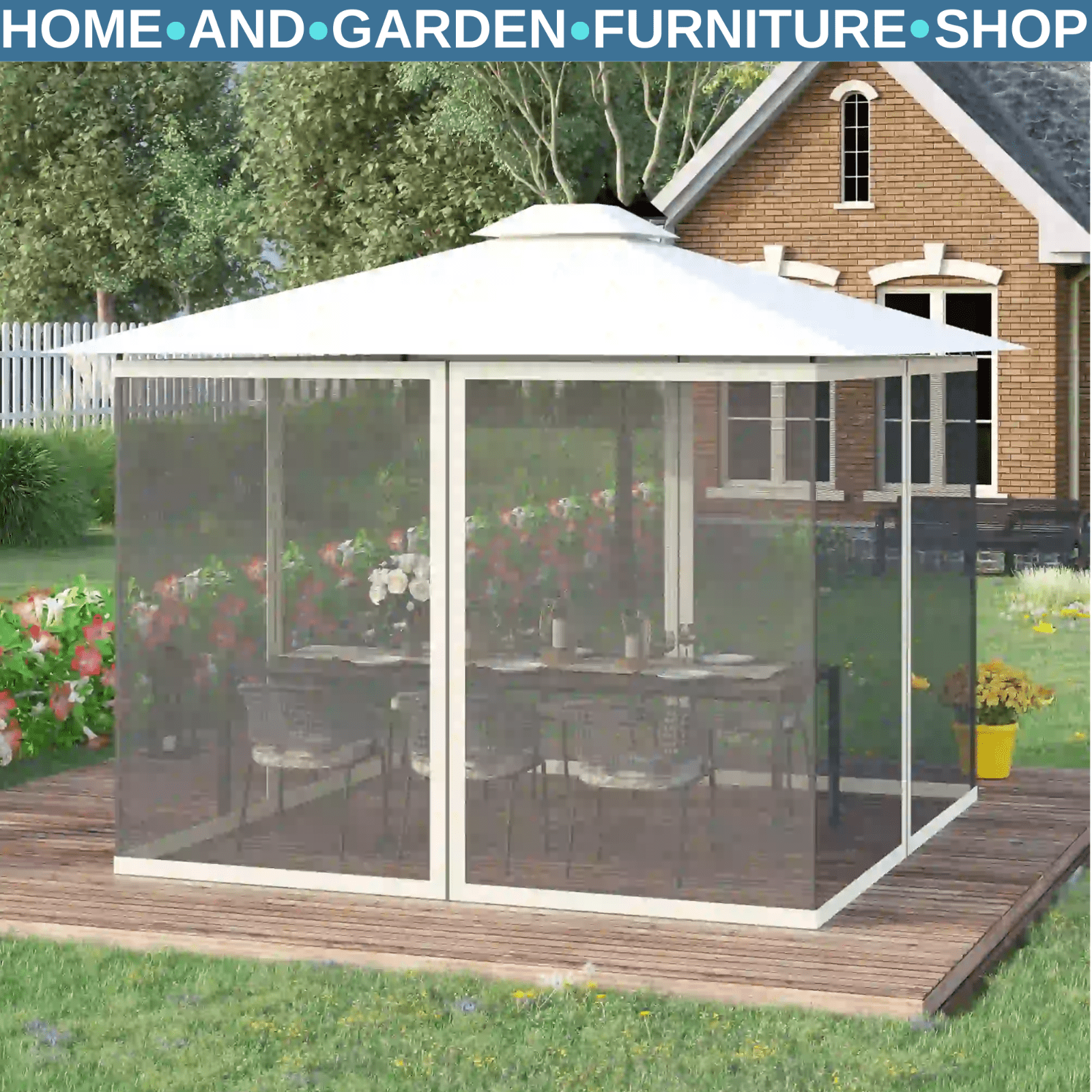 302 x 207cm Universal Replacement Gazebo Mesh Netting Screen Walls Replacements - Home and Garden Furniture Shop - rustic - furniture