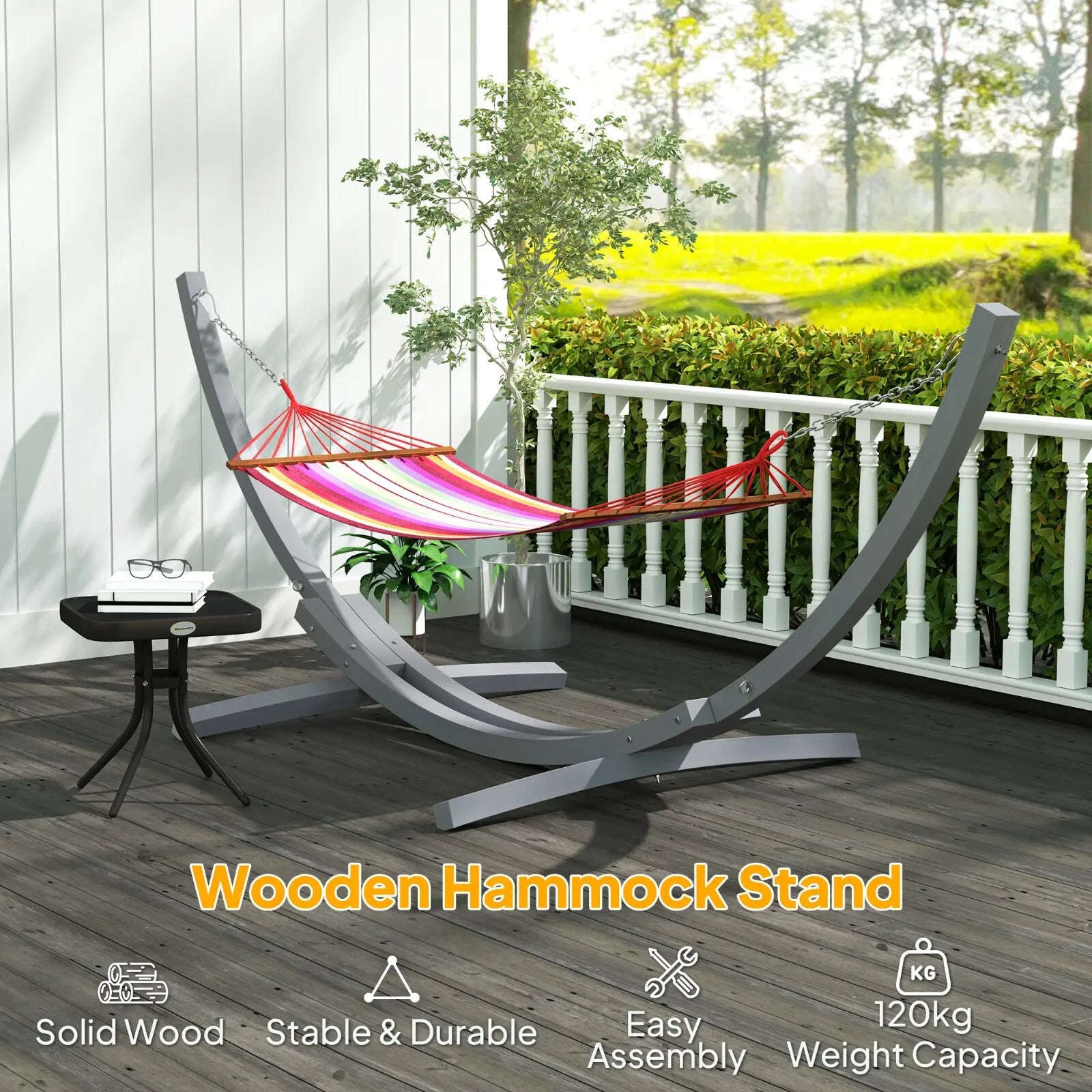 3.25m Wooden Hammock Stand Universal Fit Garden Camping Picnic Outdoor Accessory - Home and Garden Furniture Shop - rustic - furniture