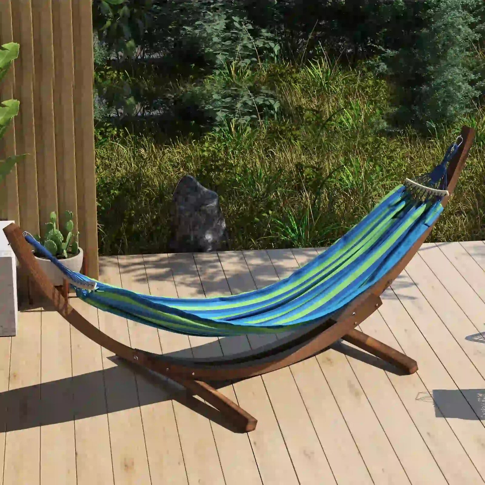 3.25m Wooden Hammock Stand Universal Fit Garden Camping Picnic Outdoor Accessory - Home and Garden Furniture Shop - rustic - furniture