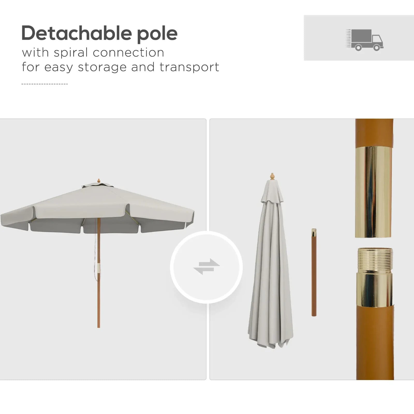 3.3 m Garden Parasol Umbrella Sun Shade with Bamboo Ribs Pole & Ruffled Canopy - Home and Garden Furniture Shop - rustic - furniture