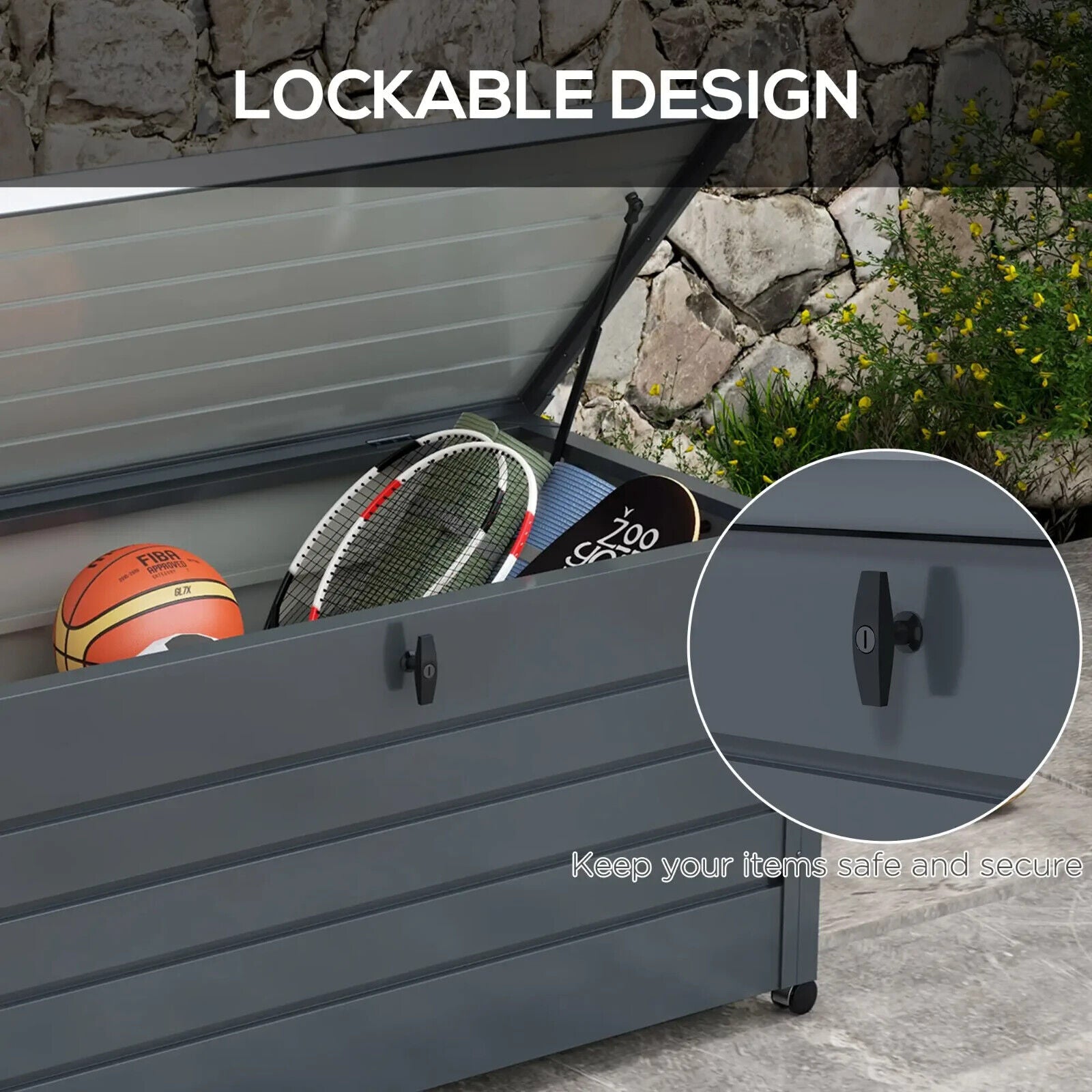 331 Litre Garden Storage Box Outdoor Waterproof Chest w/ Wheel Lockable Lid Shed - Home and Garden Furniture Shop - #rustic - furniture#