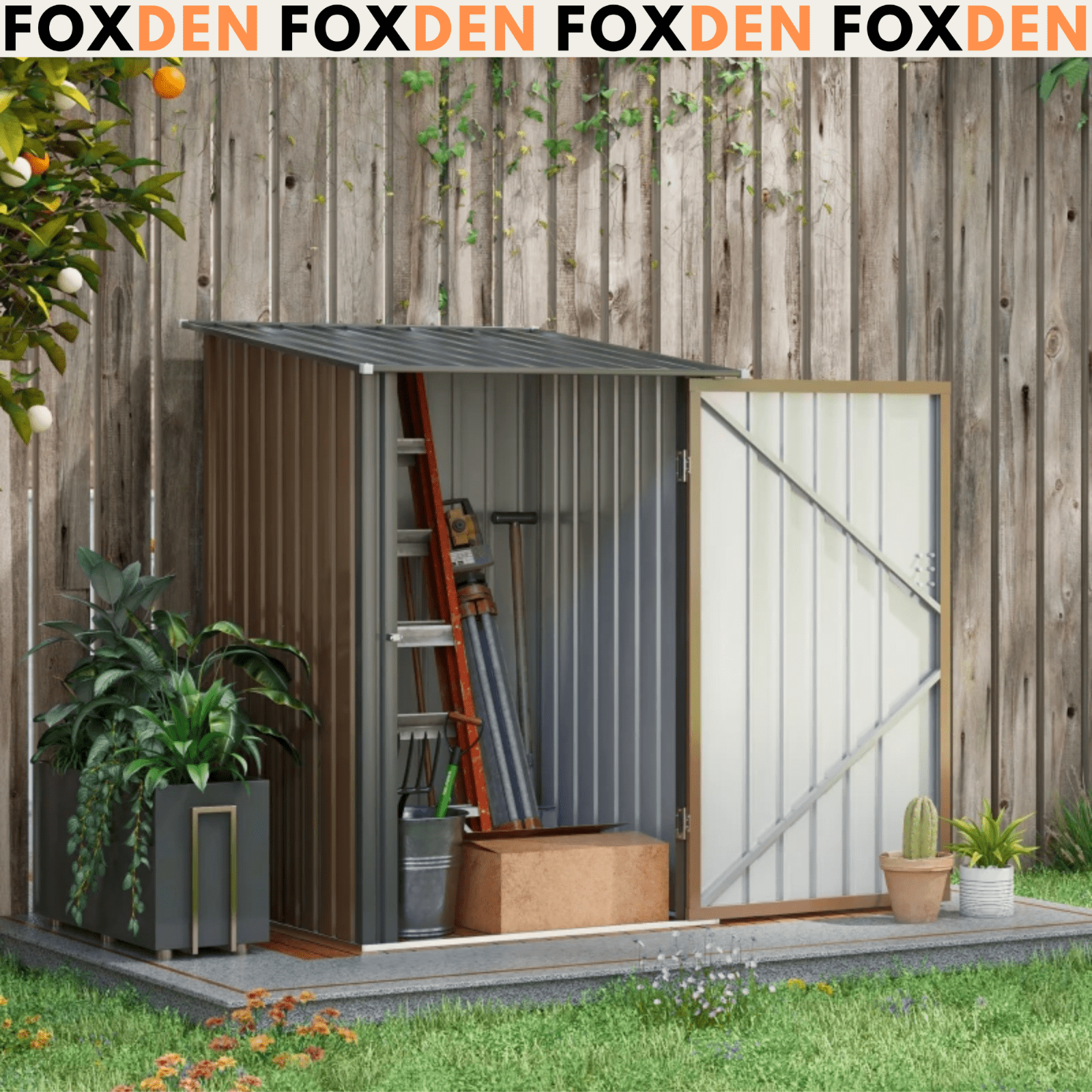 3.3ft x 3.4ft Outdoor Metal Storage Shed Steel Garden Shed Lockable Door Tools - Home and Garden Furniture Shop - #rustic - furniture#