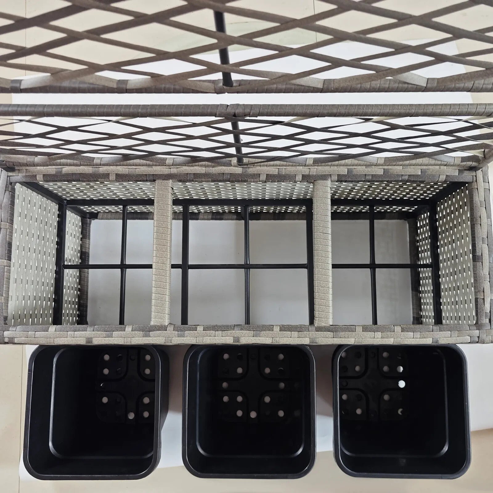 33L Garden Rattan Planter With Trellis Free Standing Raised Bed Two Plant Boxes - Home and Garden Furniture Shop - rustic - furniture