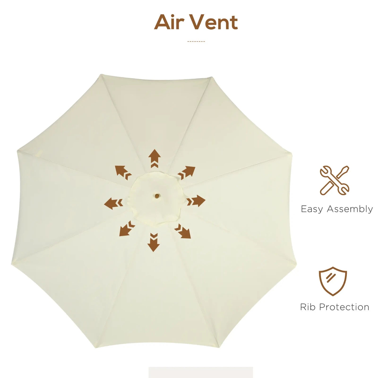 3.3m Garden Parasol Patio Umbrella Outdoor Sun Shade w/ Bamboo Ribs & Wood Pole - Home and Garden Furniture Shop - rustic - furniture
