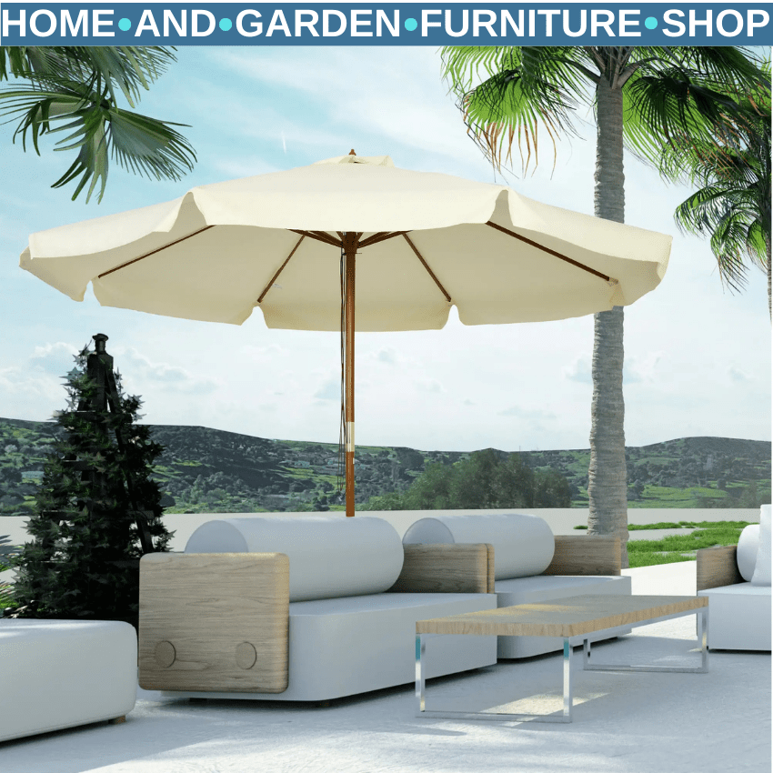 3.3m Garden Parasol Patio Umbrella Outdoor Sun Shade w/ Bamboo Ribs & Wood Pole - Home and Garden Furniture Shop - rustic - furniture