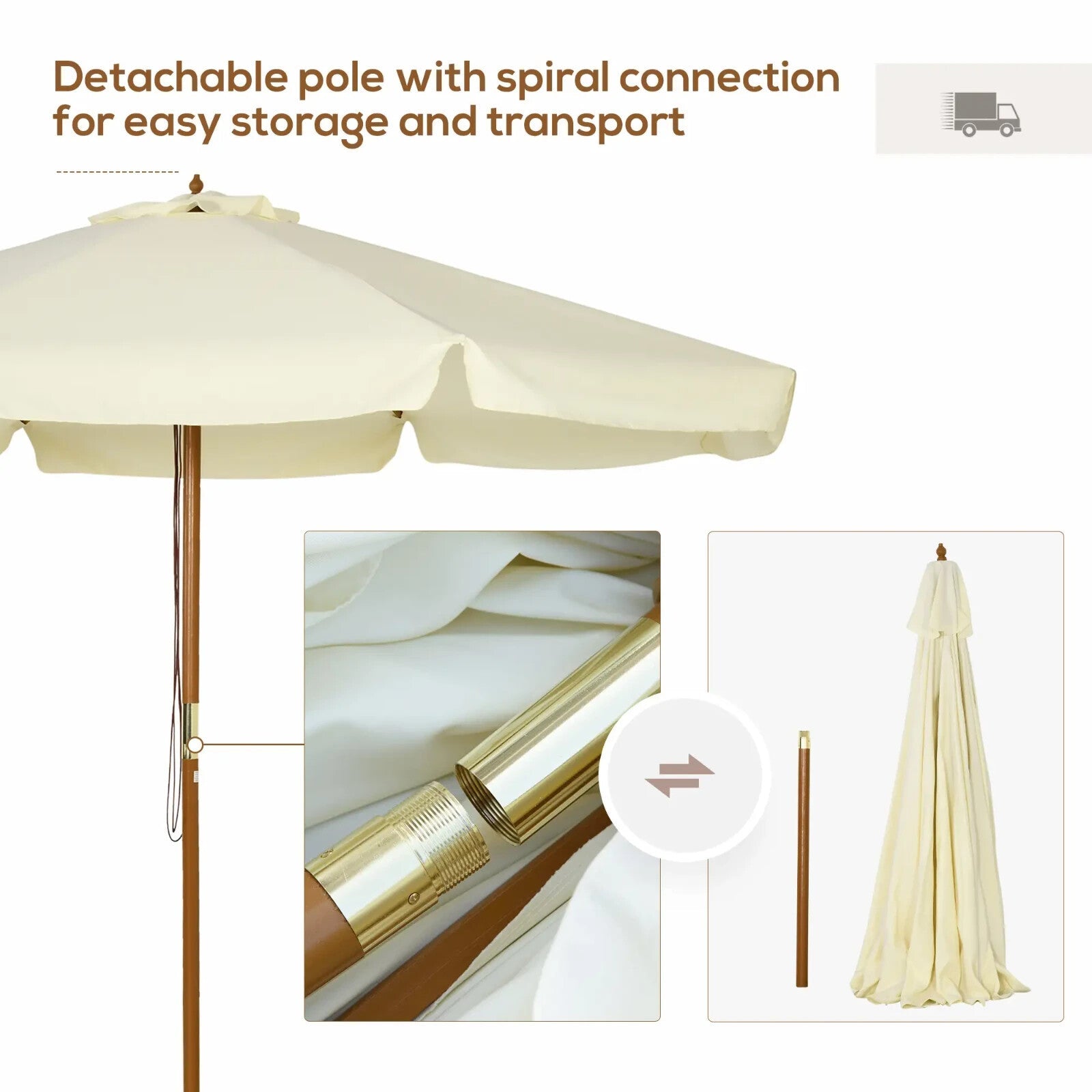 3.3m Garden Parasol Patio Umbrella Outdoor Sun Shade w/ Bamboo Ribs & Wood Pole - Home and Garden Furniture Shop - rustic - furniture
