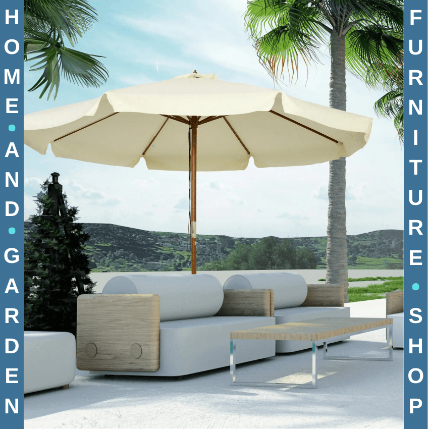 3.3m Garden Parasol Patio Umbrella Outdoor Sun Shade w/ Bamboo Ribs & Wood Pole - Home and Garden Furniture Shop - rustic - furniture