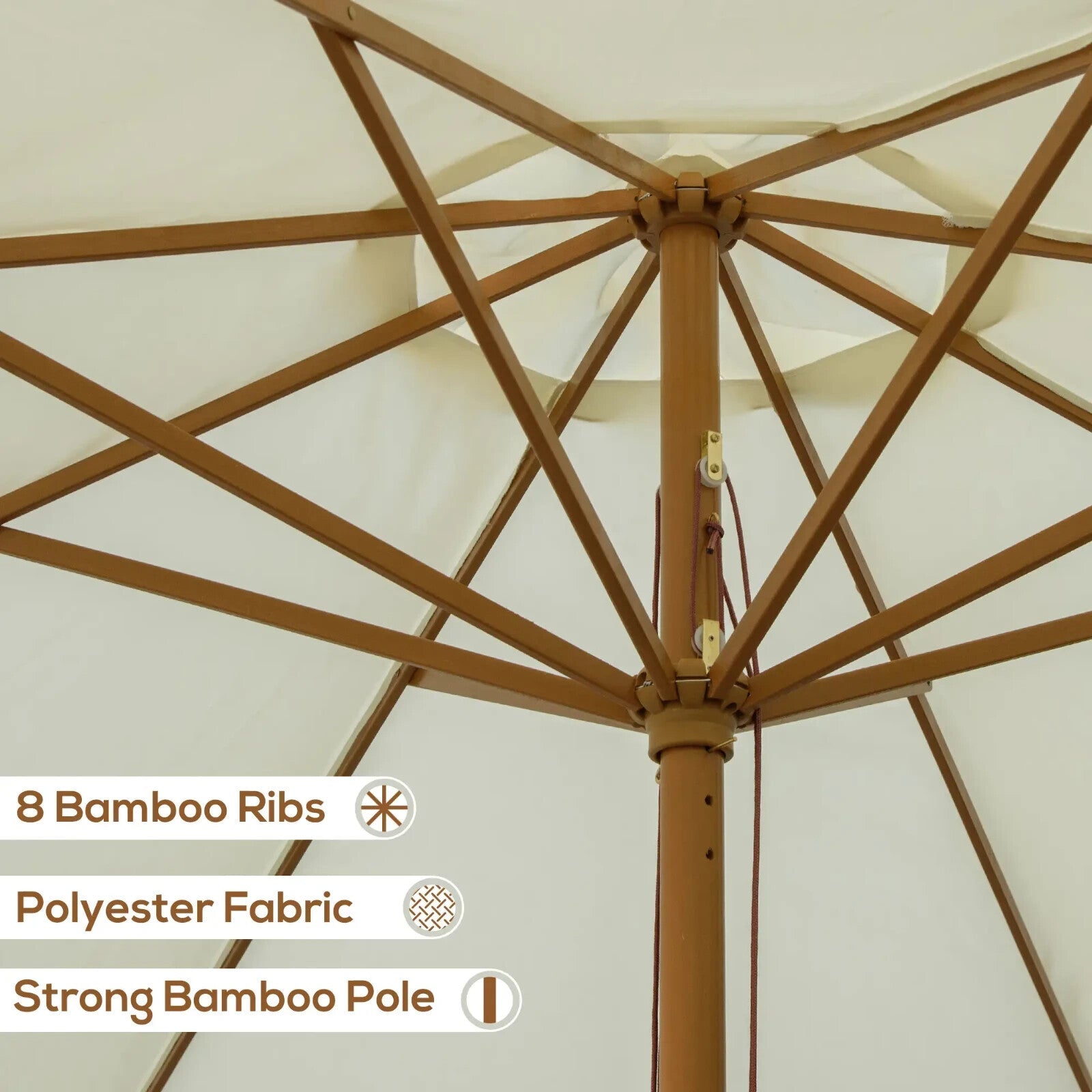 3.3m Garden Parasol Patio Umbrella Outdoor Sun Shade w/ Bamboo Ribs & Wood Pole - Home and Garden Furniture Shop - rustic - furniture