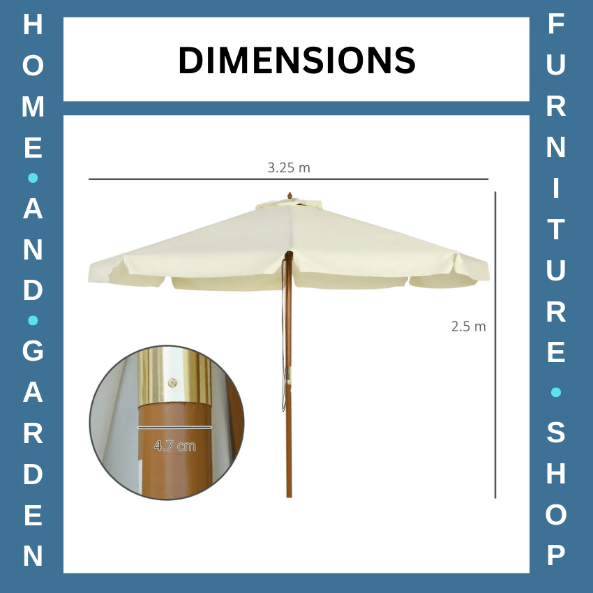 3.3m Garden Parasol Patio Umbrella Outdoor Sun Shade w/ Bamboo Ribs & Wood Pole - Home and Garden Furniture Shop - rustic - furniture