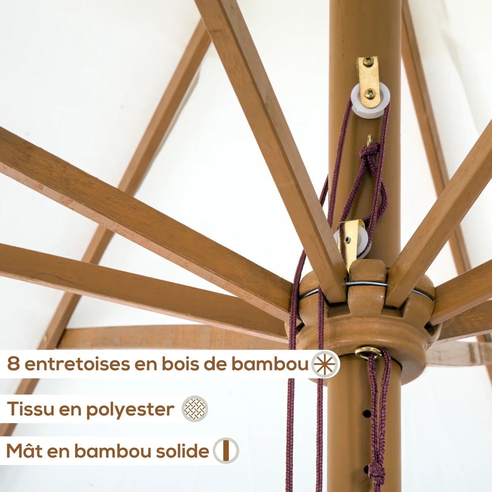 3.3m Garden Parasol Umbrella Outdoor Sun Shade Canopy w/ Bamboo Ribs Wooden Pole - Home and Garden Furniture Shop - rustic - furniture