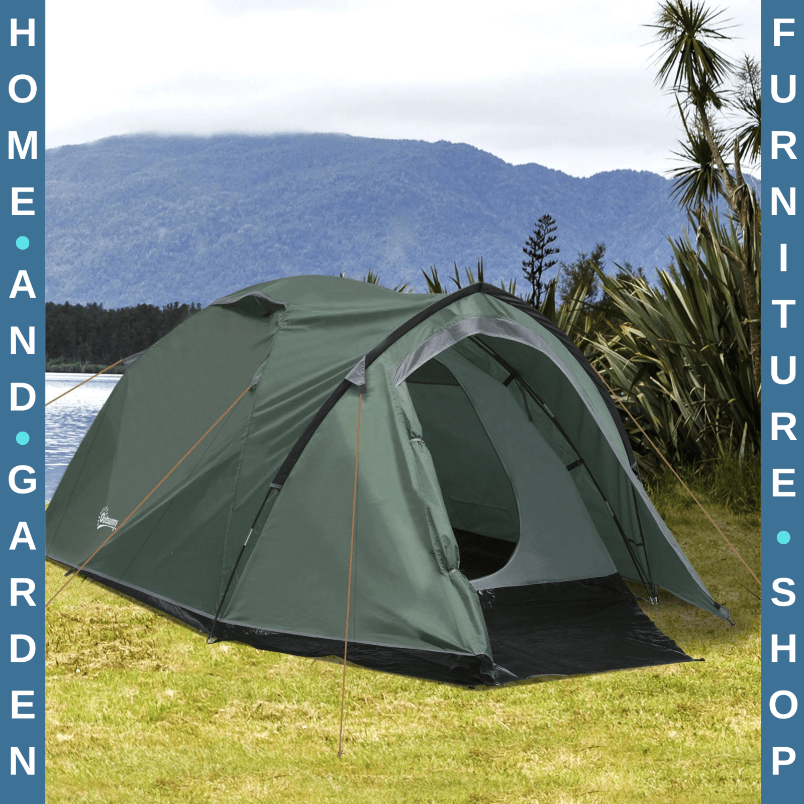 3–4 Person Dome Tent with Large Windows Waterproof Shelter for Family Camping - Home and Garden Furniture Shop - rustic - furniture