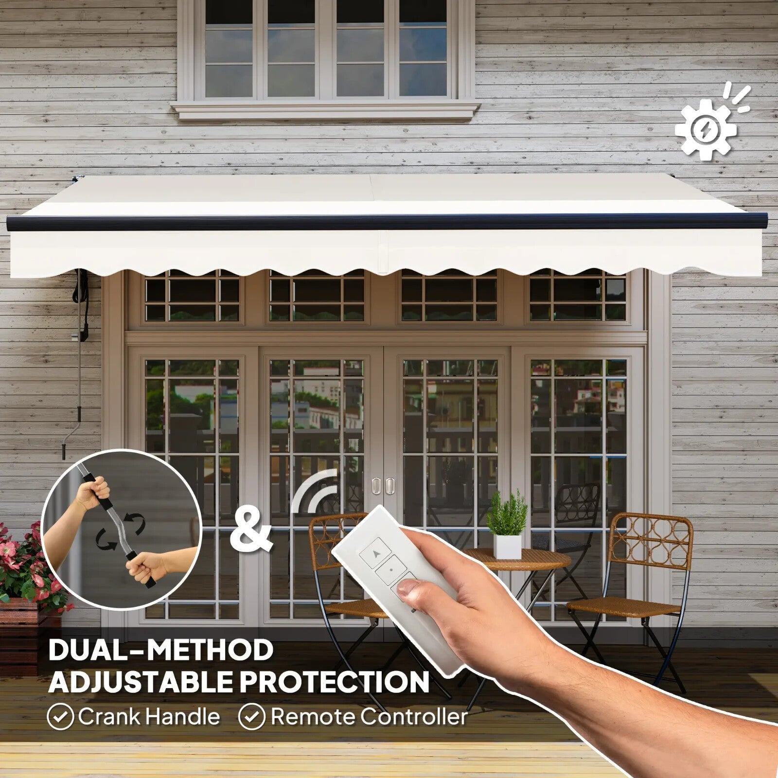3.5 x 3 m Electric Retractable Awning Remote Control Aluminium Frame Sun Shade - Home and Garden Furniture Shop - rustic - furniture