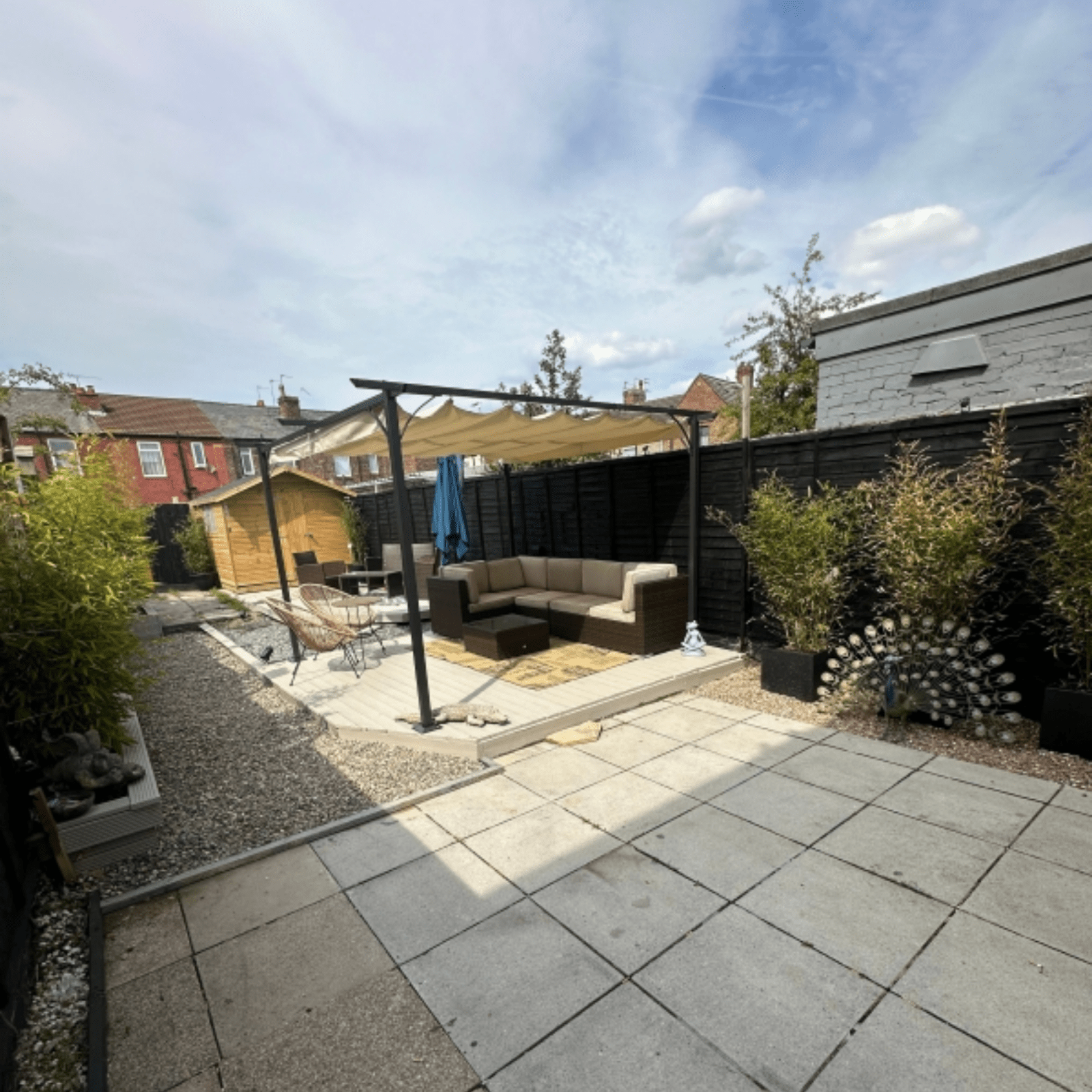 3.5 x 3.5m Metal Pergola Patio Gazebo Porch Awning Retractable Canopy Sun Shade - Home and Garden Furniture Shop - rustic - furniture