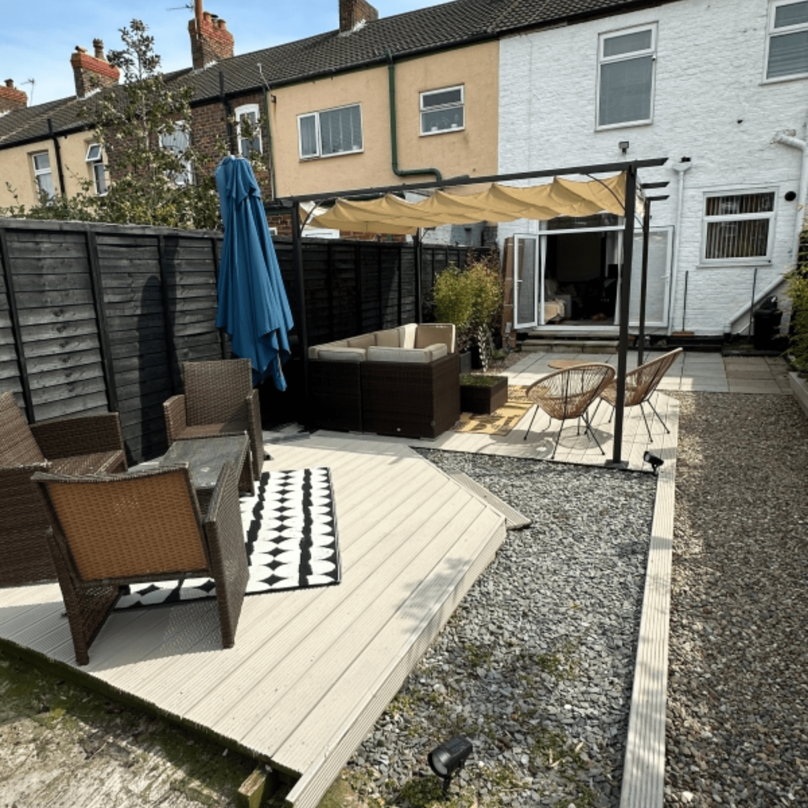 3.5 x 3.5m Metal Pergola Patio Gazebo Porch Awning Retractable Canopy Sun Shade - Home and Garden Furniture Shop - rustic - furniture