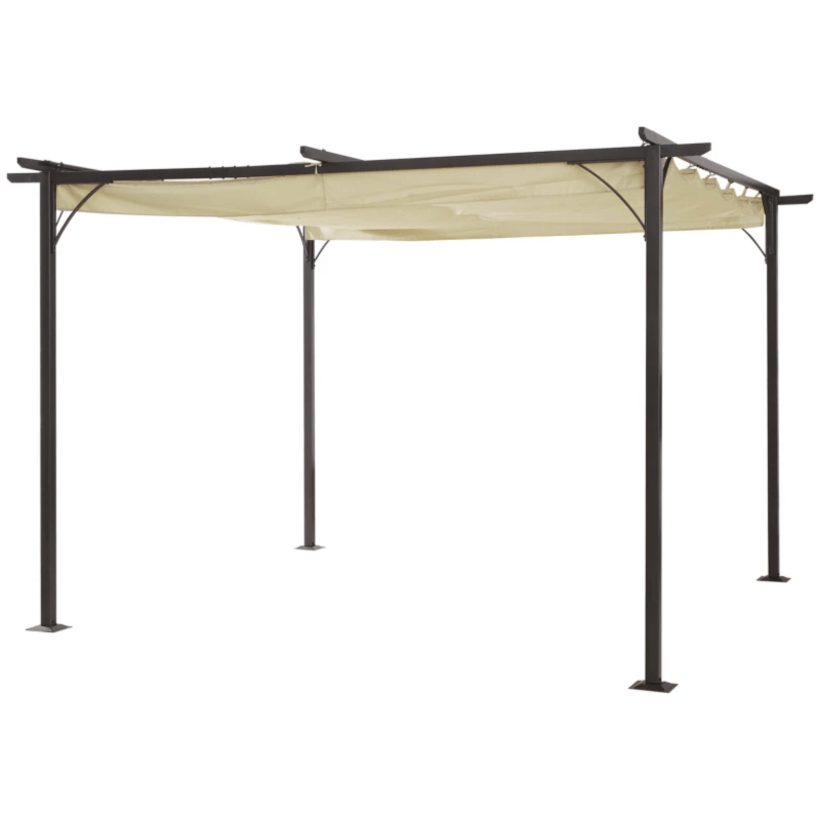 3.5 x 3.5m Metal Pergola Patio Gazebo Porch Awning Retractable Canopy Sun Shade - Home and Garden Furniture Shop - rustic - furniture