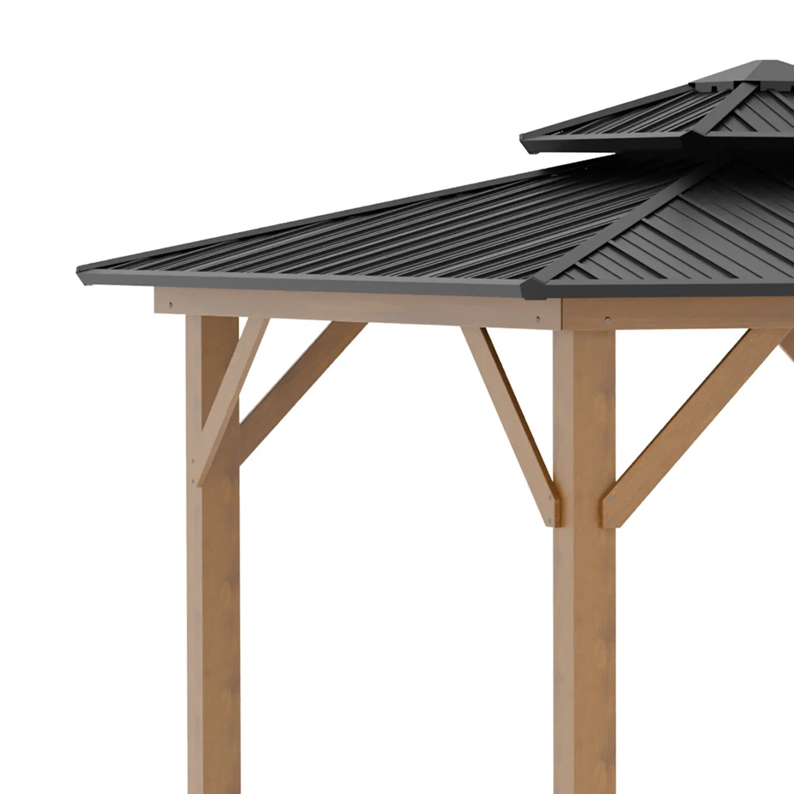 3.5 x 3.5m Outdoor Hardtop Gazebo with 2 Tier Roof and Solid Wood Frame Shelter - Home and Garden Furniture Shop - rustic - furniture