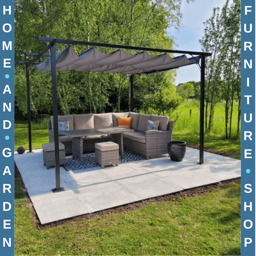 3.5m x 3.5m Metal Pergola Gazebo with Retractable Roof Garden Shade Shelter - Home and Garden Furniture Shop - rustic - furniture