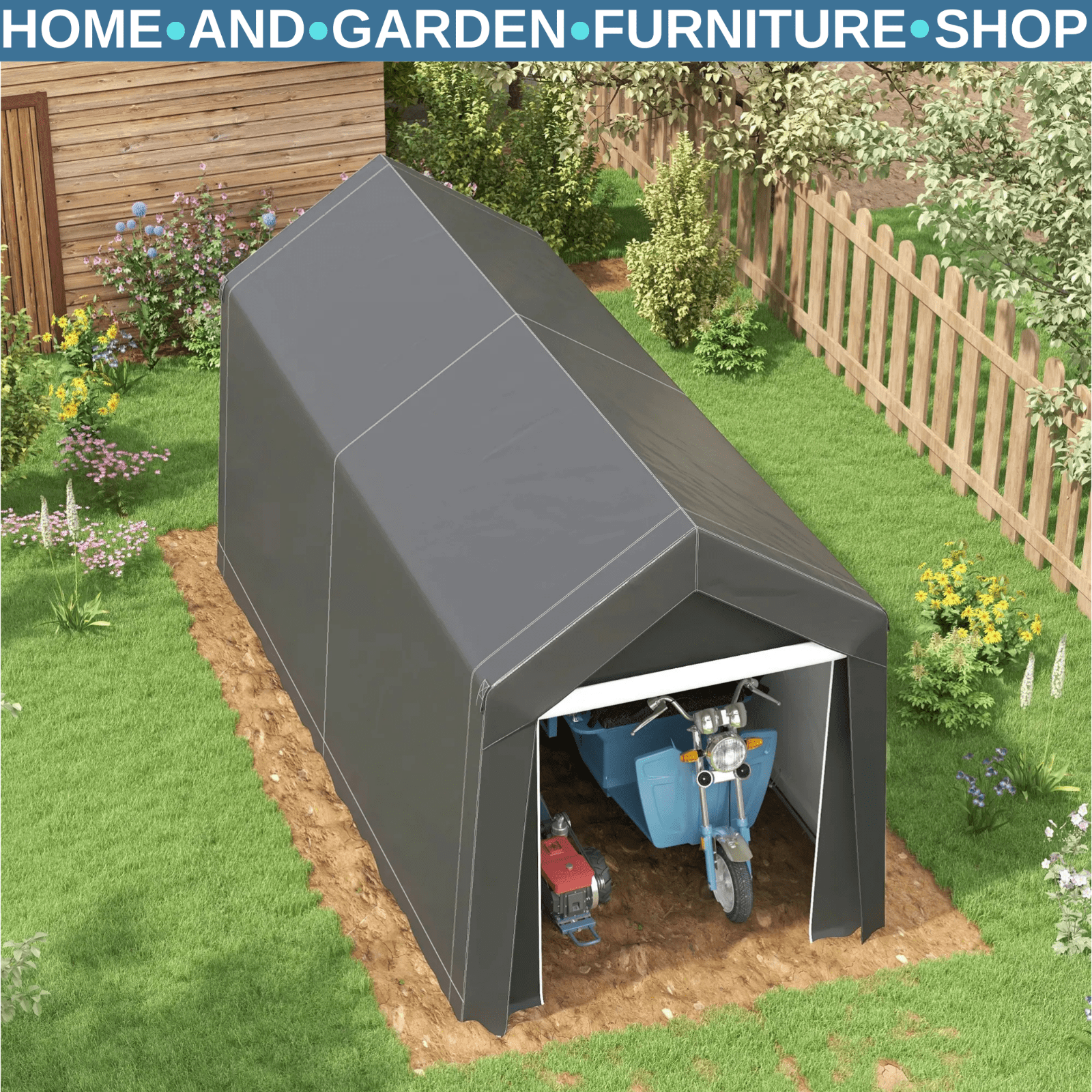 3.6 x 2.1 m Portable Outdoor Garden Shed w/ Window for Tool Storage or Equipment - Home and Garden Furniture Shop - rustic - furniture
