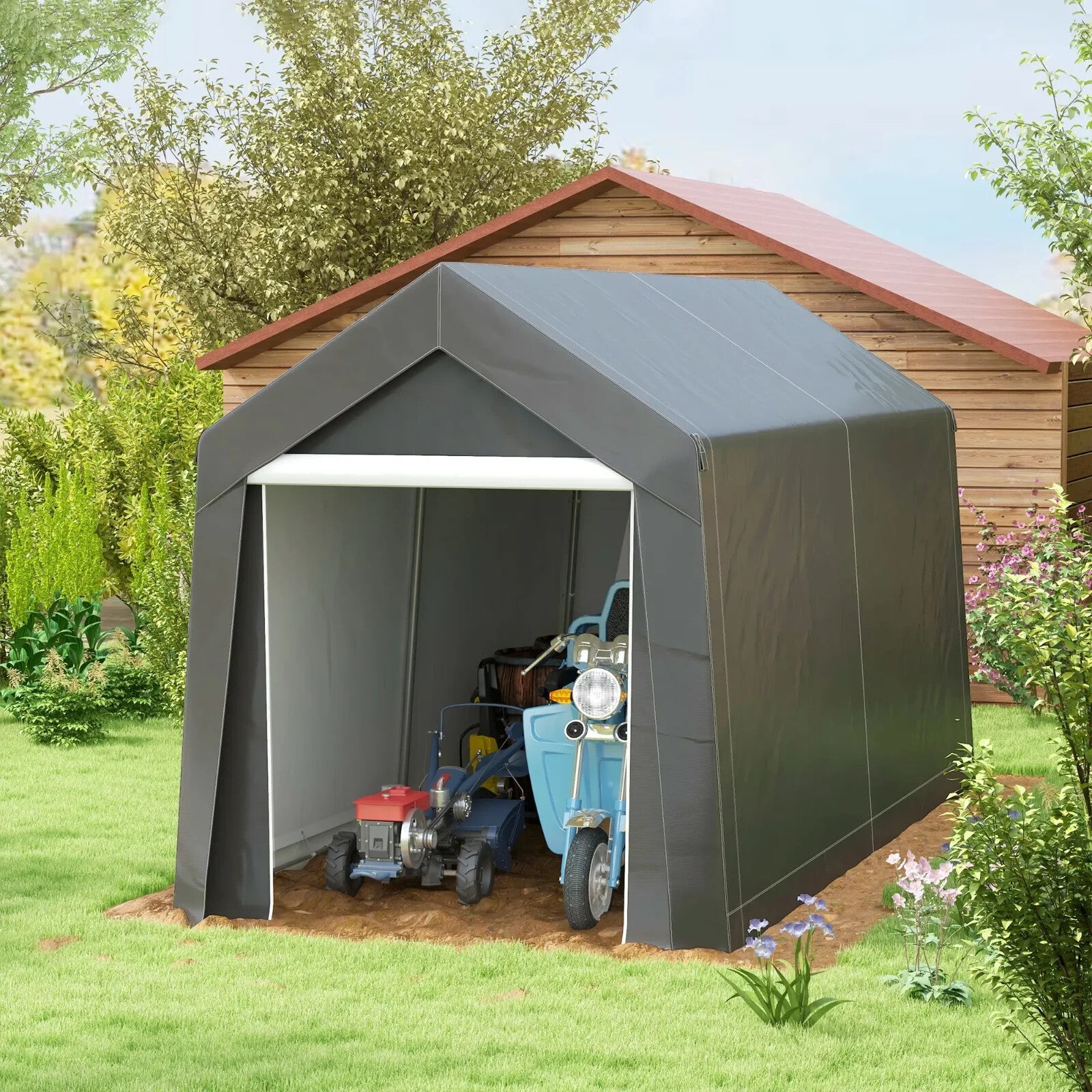 3.6 x 2.1 m Portable Outdoor Garden Shed w/ Window for Tool Storage or Equipment - Home and Garden Furniture Shop - rustic - furniture