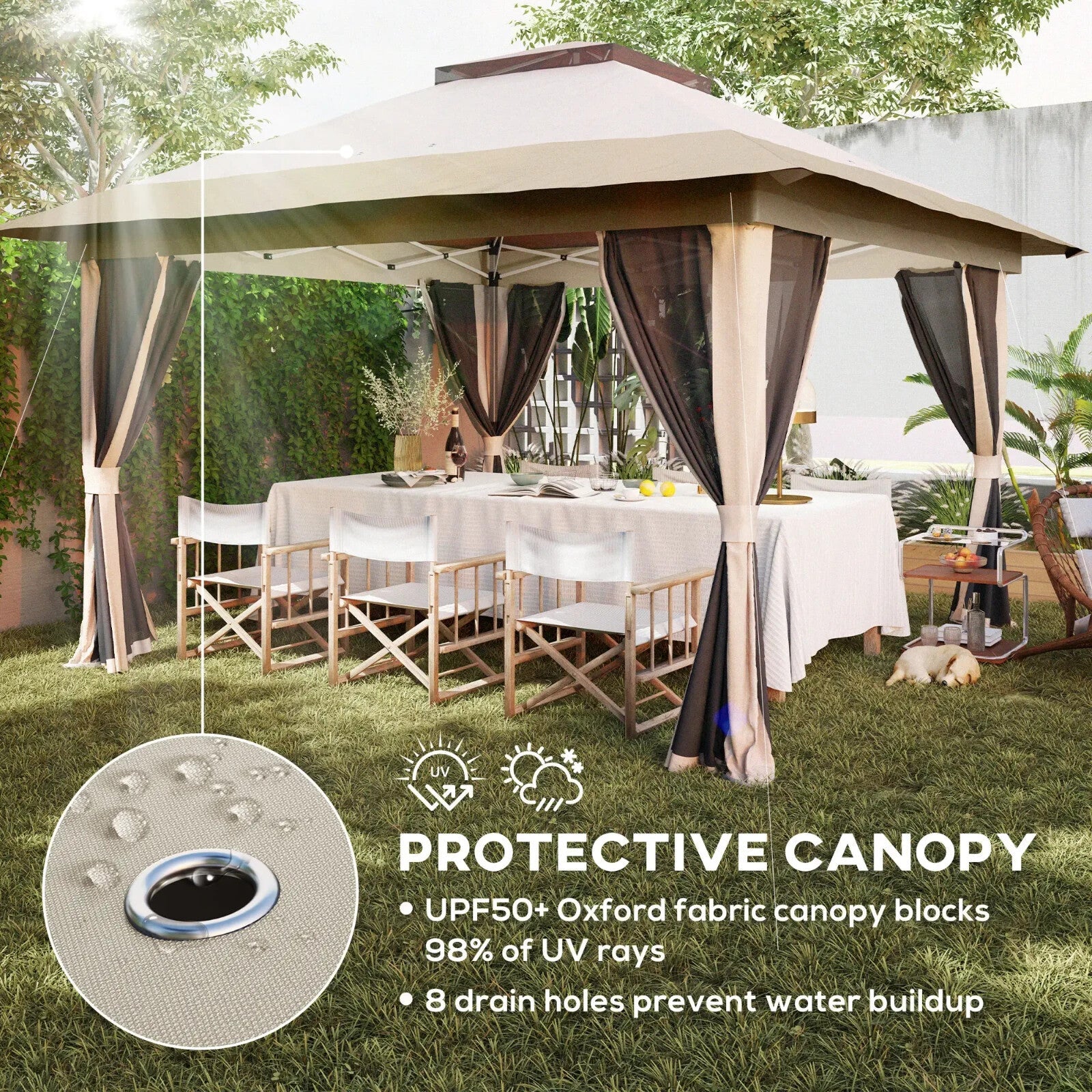 3.6 x 3.6 m Pop Up Gazebo with Mesh Sides Height Adjustable Event Tent w/ Wheels - Home and Garden Furniture Shop - rustic - furniture