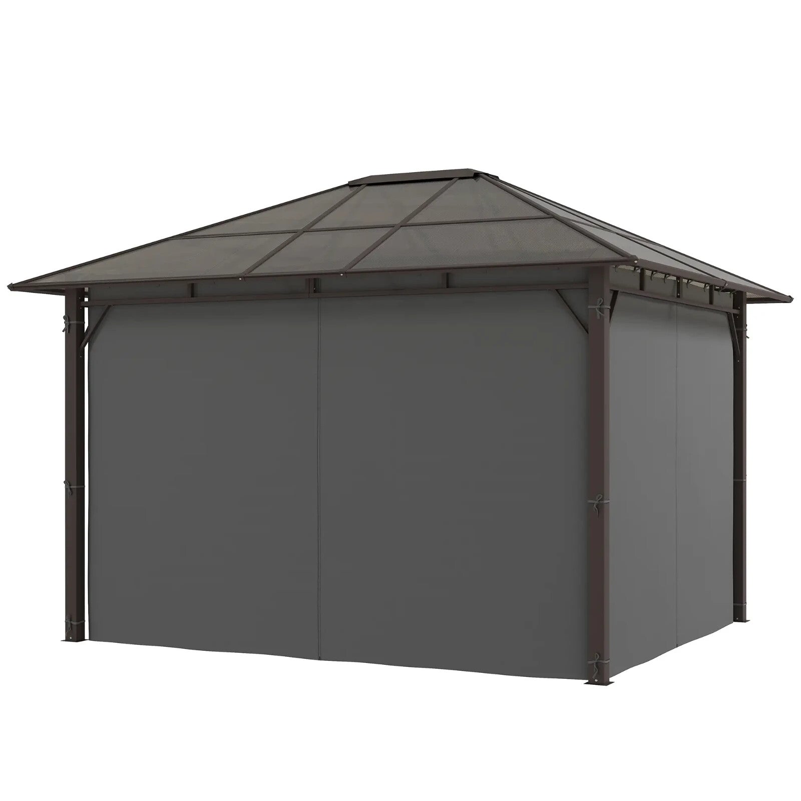 3.6 x 3m Hardtop Gazebo Garden with Sides Pavilion Tent Polycarbonate Roof Shade - Home and Garden Furniture Shop - rustic - furniture