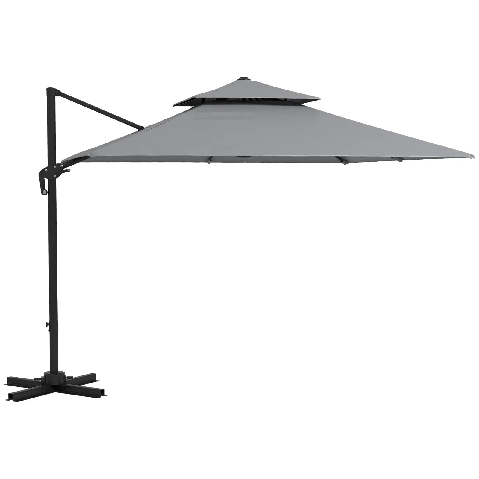 360° Cantilever Garden Parasol Umbrella 3 x 3m Outdoor Sun Shade Patio Grey Set - Home and Garden Furniture Shop - rustic - furniture