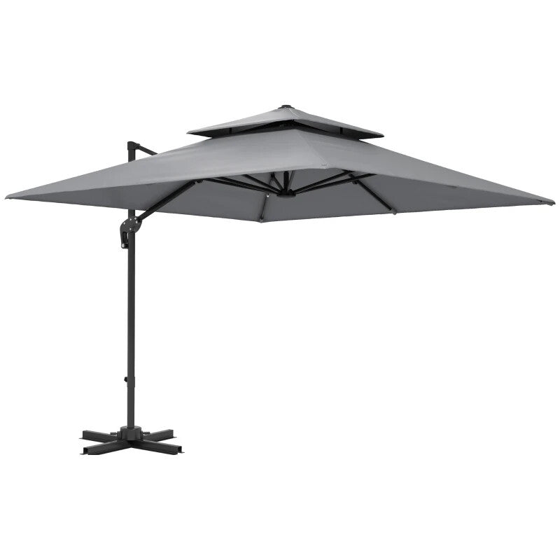360° Cantilever Garden Parasol Umbrella 3 x 3m Outdoor Sun Shade Patio Grey Set - Home and Garden Furniture Shop - rustic - furniture
