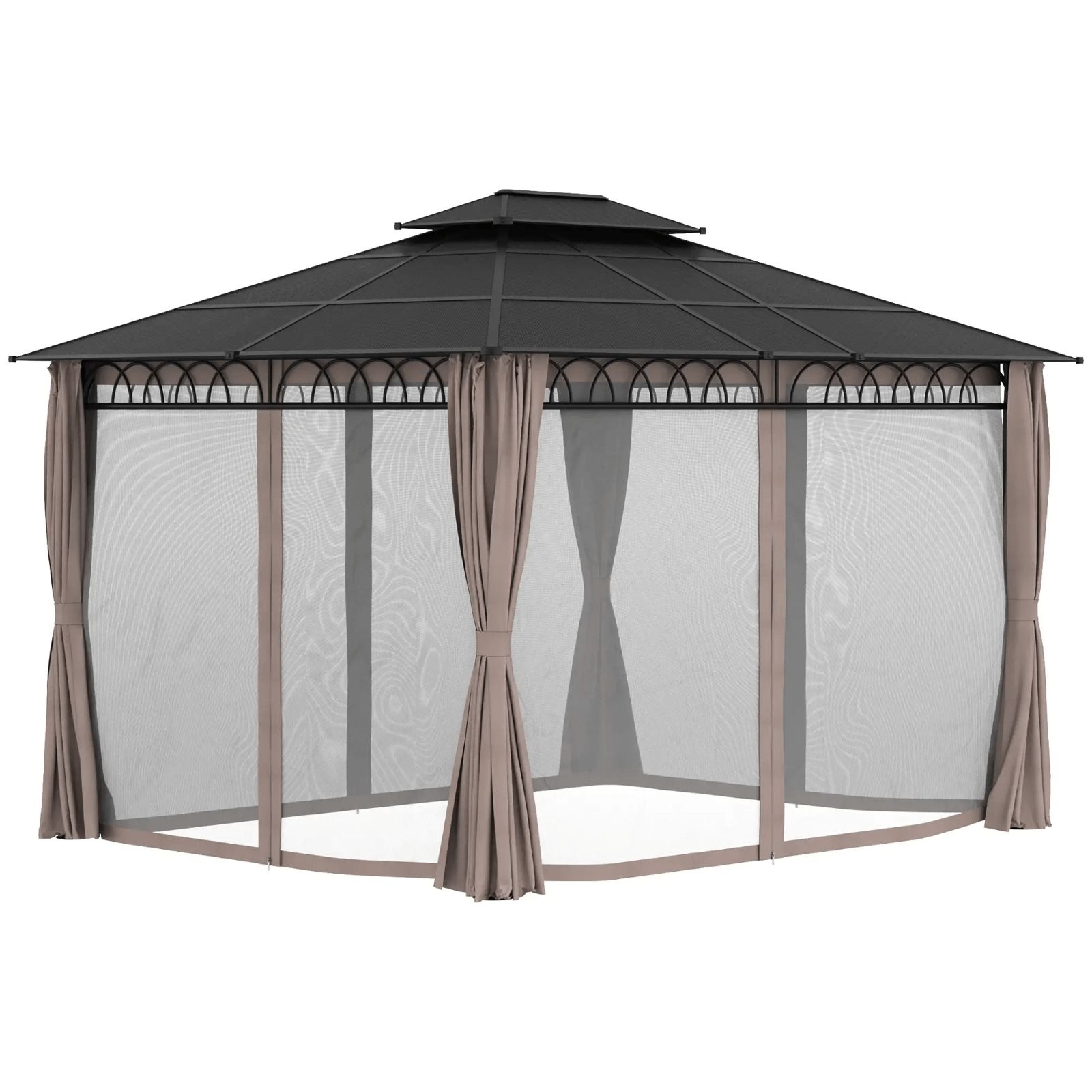 3.6m Double Roof Hard Top Gazebo Sides Metal Frame Party Tent Garden Patio Cover - Home and Garden Furniture Shop - rustic - furniture