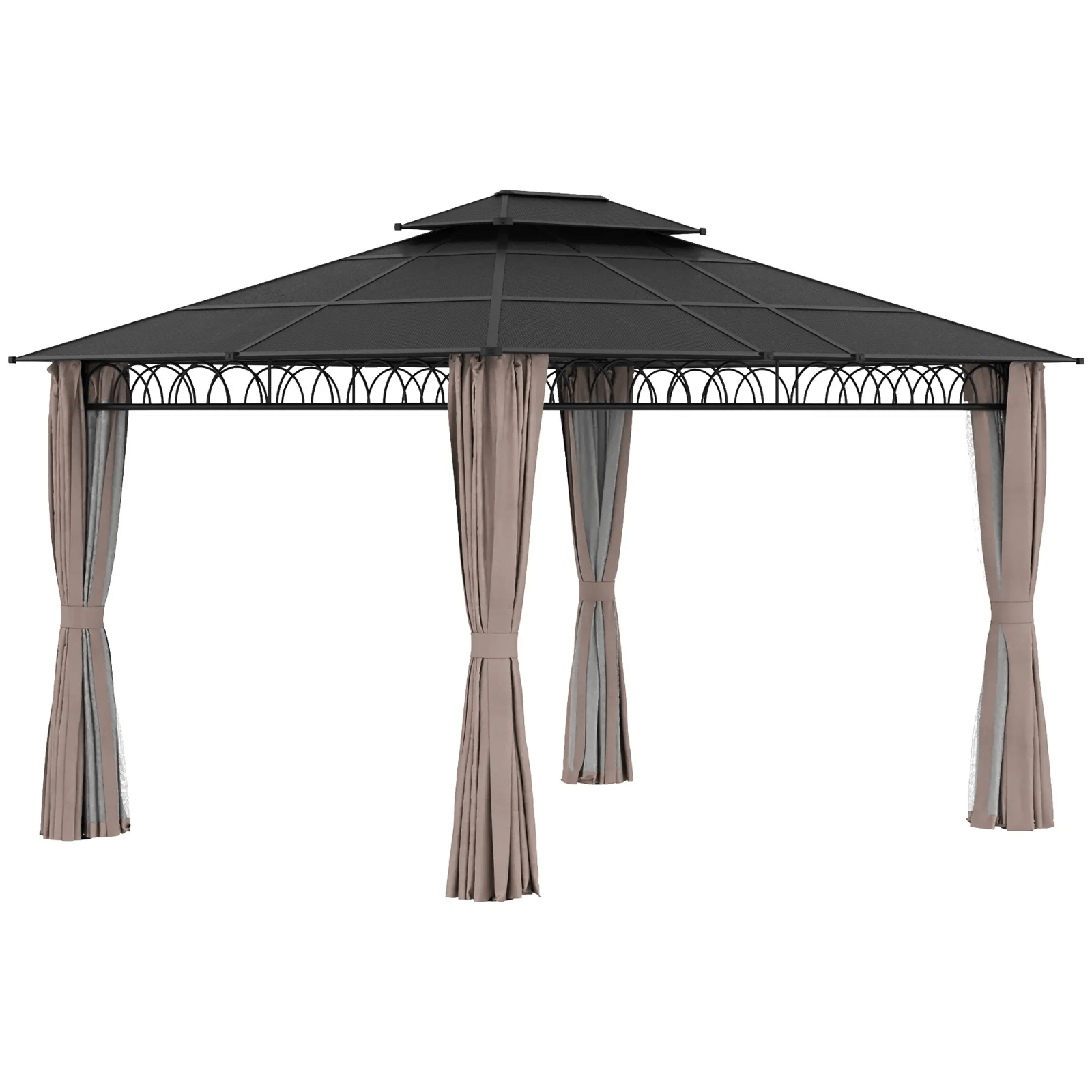 3.6m Double Roof Hard Top Gazebo Sides Metal Frame Party Tent Garden Patio Cover - Home and Garden Furniture Shop - rustic - furniture