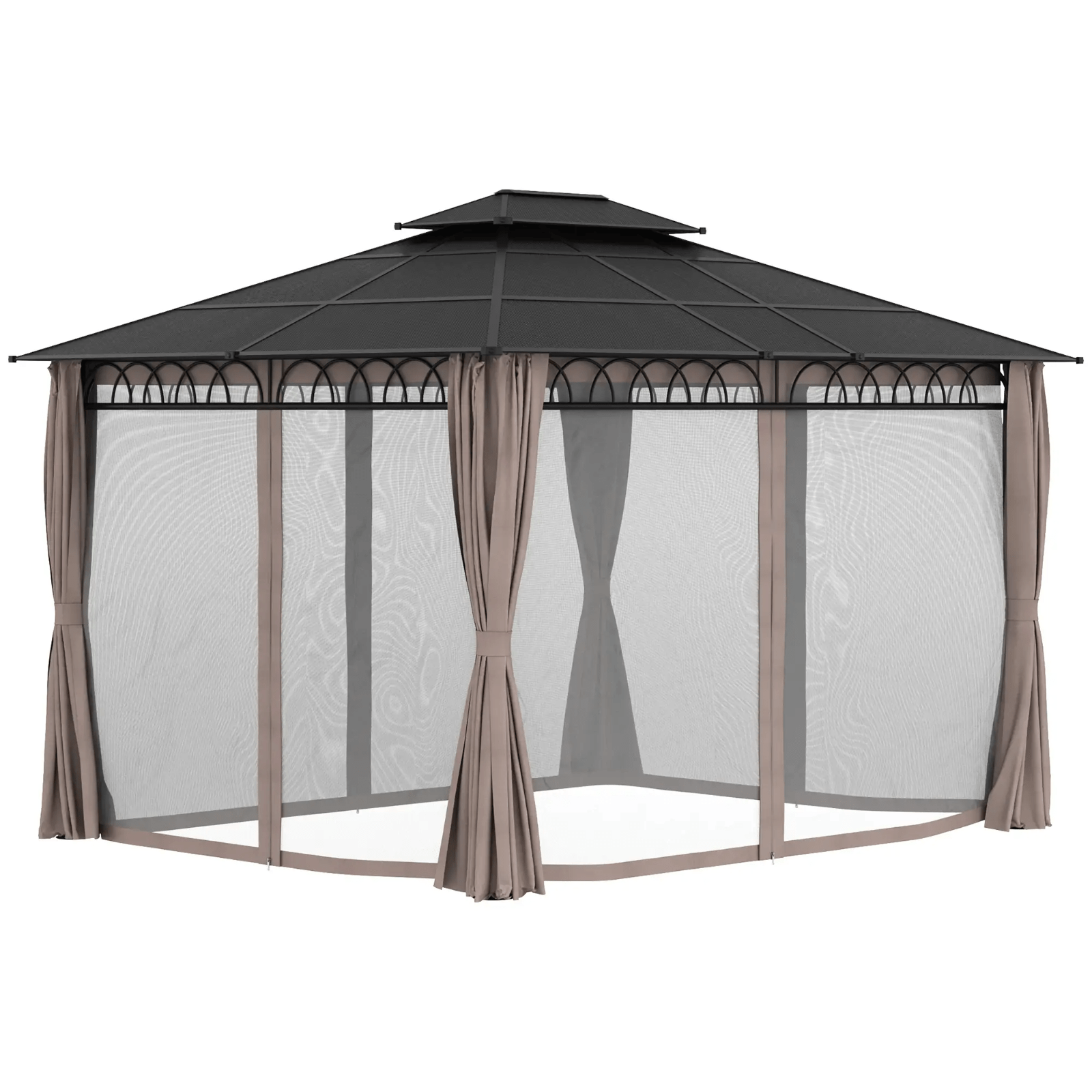3.6m Double Roof Hard Top Gazebo Sides Metal Frame Party Tent Garden Patio Cover - Home and Garden Furniture Shop - rustic - furniture