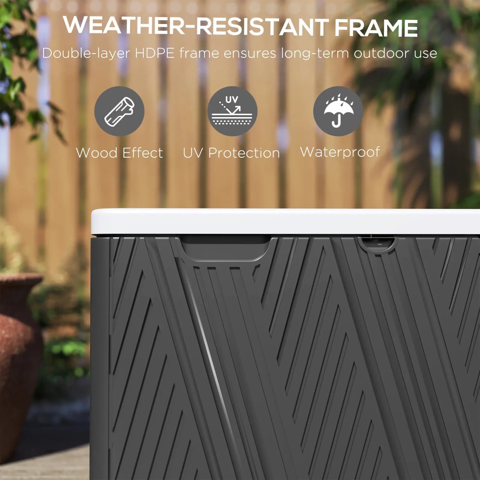 380L Garden Storage Box Outdoor Waterproof Double Layer with Lockable Lid Handle - Home and Garden Furniture Shop - rustic - furniture