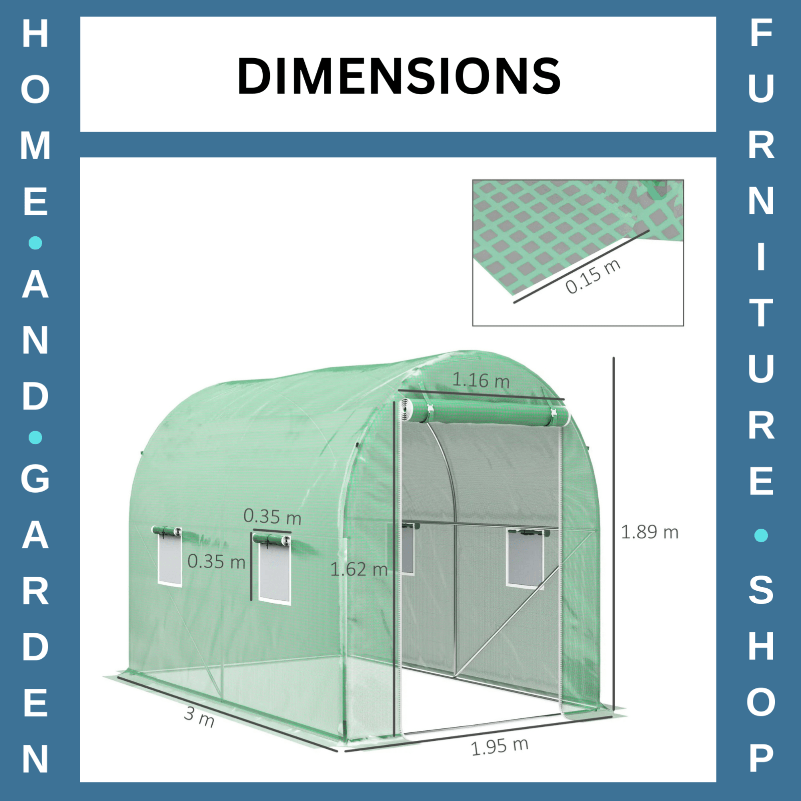 3L x 2W x 2H m Walk - In Polytunnel Greenhouse w/ Zipped Door for Garden Vegetable - Home and Garden Furniture Shop - rustic - furniture