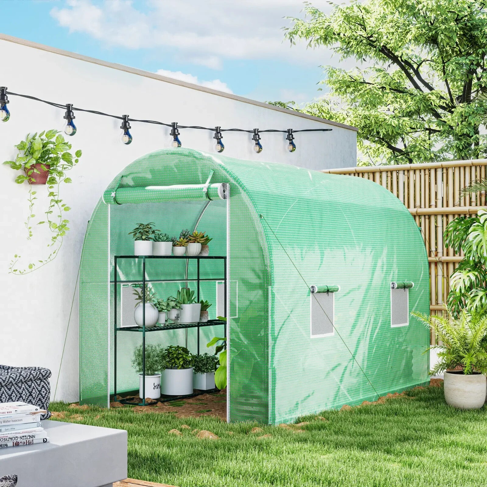 3L x 2W x 2H m Walk - In Polytunnel Greenhouse w/ Zipped Door for Garden Vegetable - Home and Garden Furniture Shop - rustic - furniture