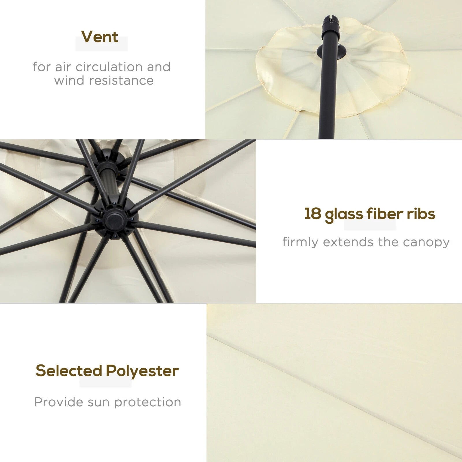 3m Banana Cantilever Parasol Garden Hanging Sun Umbrella Outdoor Patio Shade - Home and Garden Furniture Shop - rustic - furniture