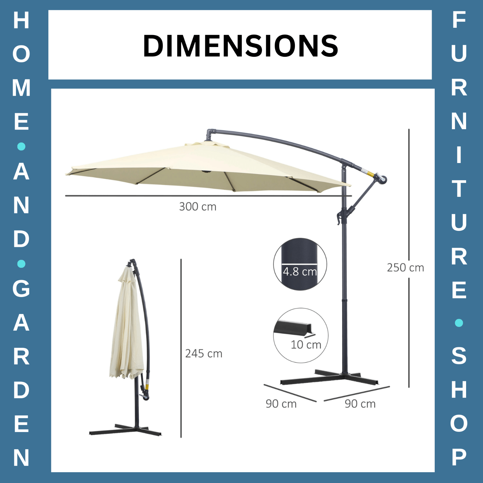 3m Banana Cantilever Parasol Garden Hanging Sun Umbrella Outdoor Patio Shade - Home and Garden Furniture Shop - rustic - furniture