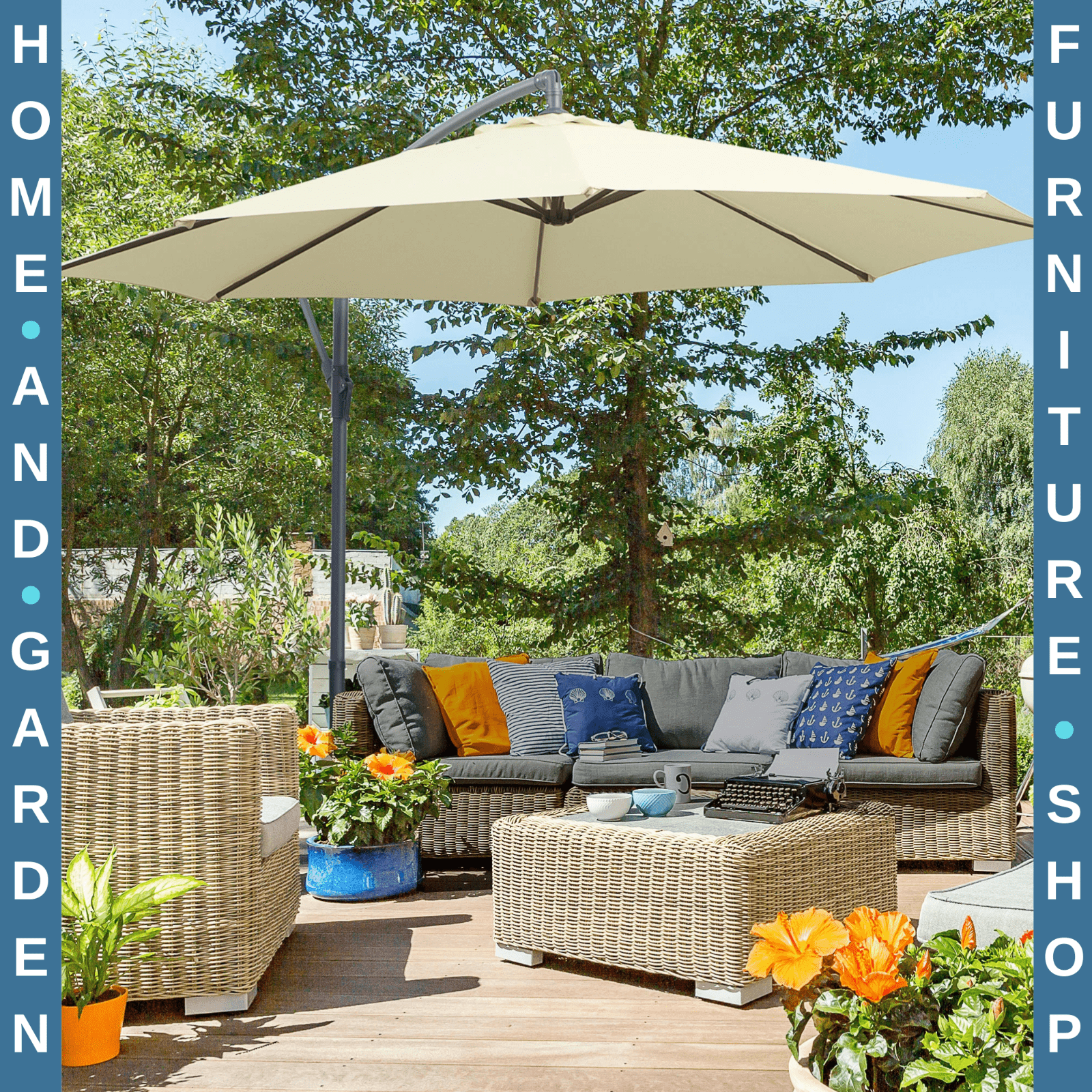 3m Banana Cantilever Parasol Garden Hanging Sun Umbrella Outdoor Patio Shade - Home and Garden Furniture Shop - rustic - furniture