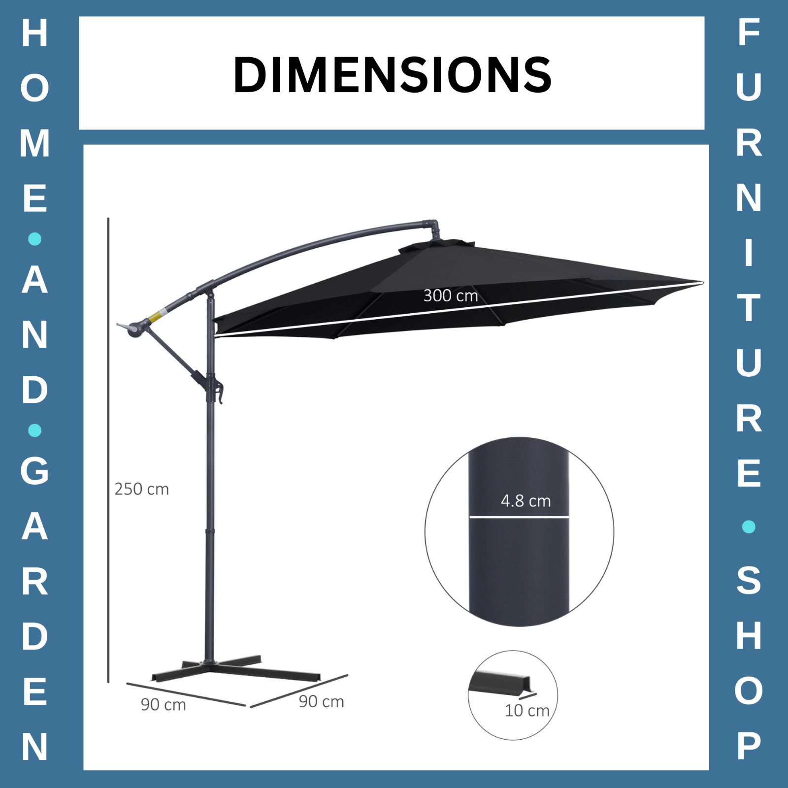 3m Banana Cantilever Parasol with Rattan Base Garden Patio Sun Umbrella Shade - Home and Garden Furniture Shop - rustic - furniture