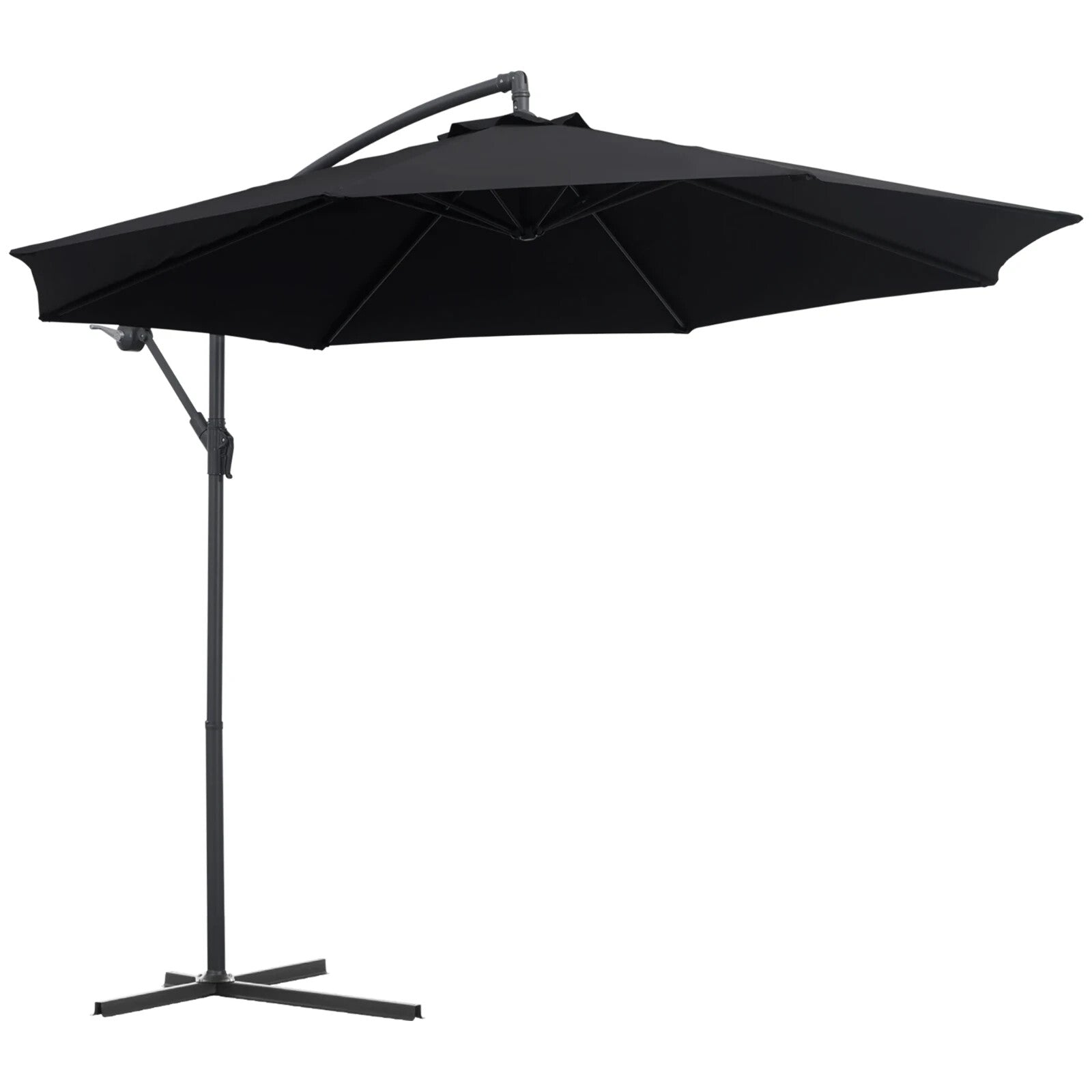 3m Banana Cantilever Parasol with Rattan Base Garden Patio Sun Umbrella Shade - Home and Garden Furniture Shop - rustic - furniture
